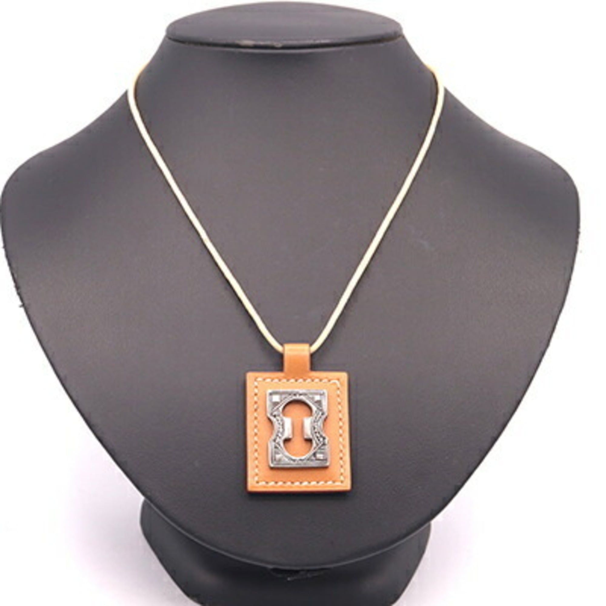 Hermes Hermes Touareg Necklace, Brown Leather and Cotton, □F Stamp, Manufactured in 2002, Choker, Vintage, Women's. Size ONE SIZE - 8 Thumbnail