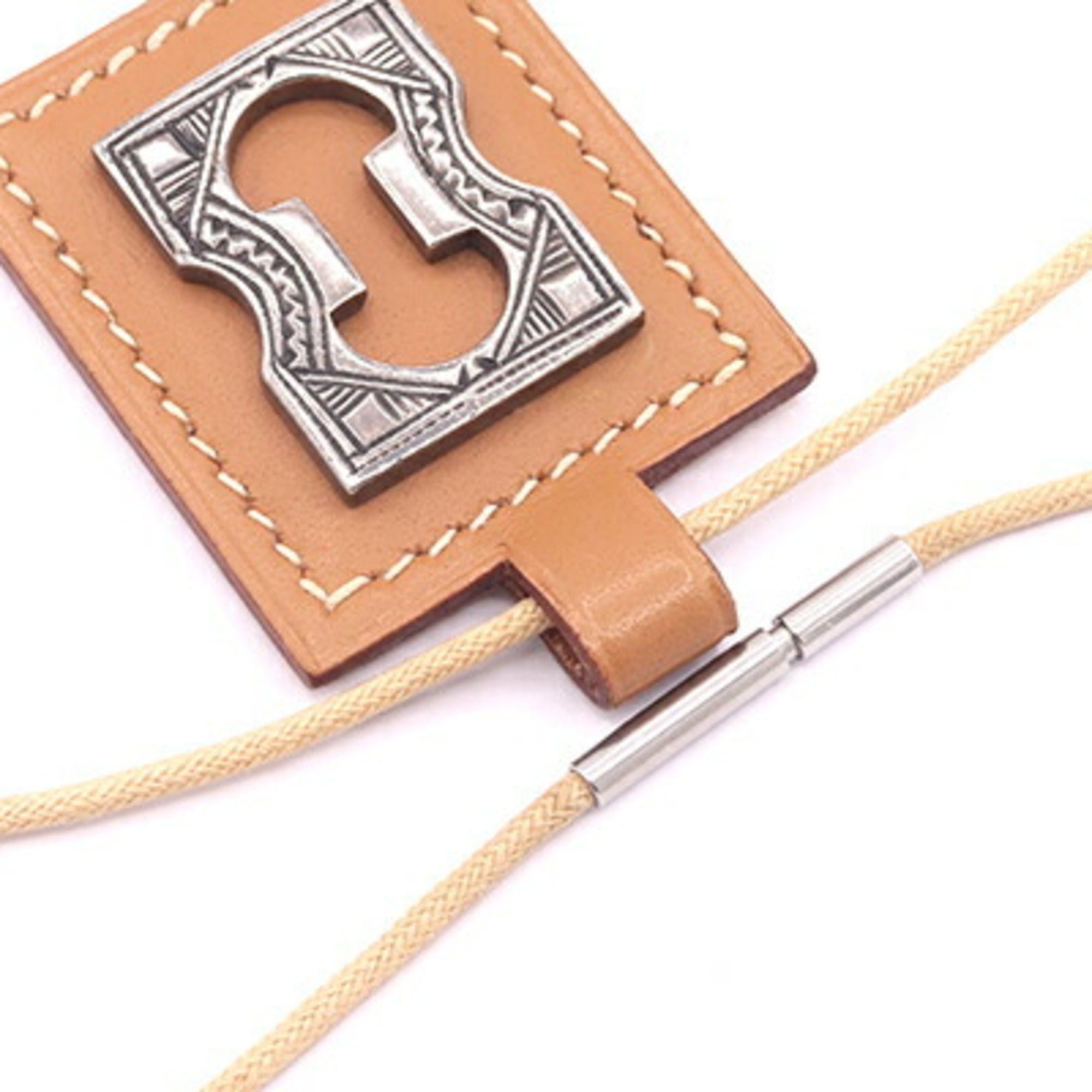 Hermes Hermes Touareg Necklace, Brown Leather and Cotton, □F Stamp, Manufactured in 2002, Choker, Vintage, Women's. Size ONE SIZE - 3 Thumbnail
