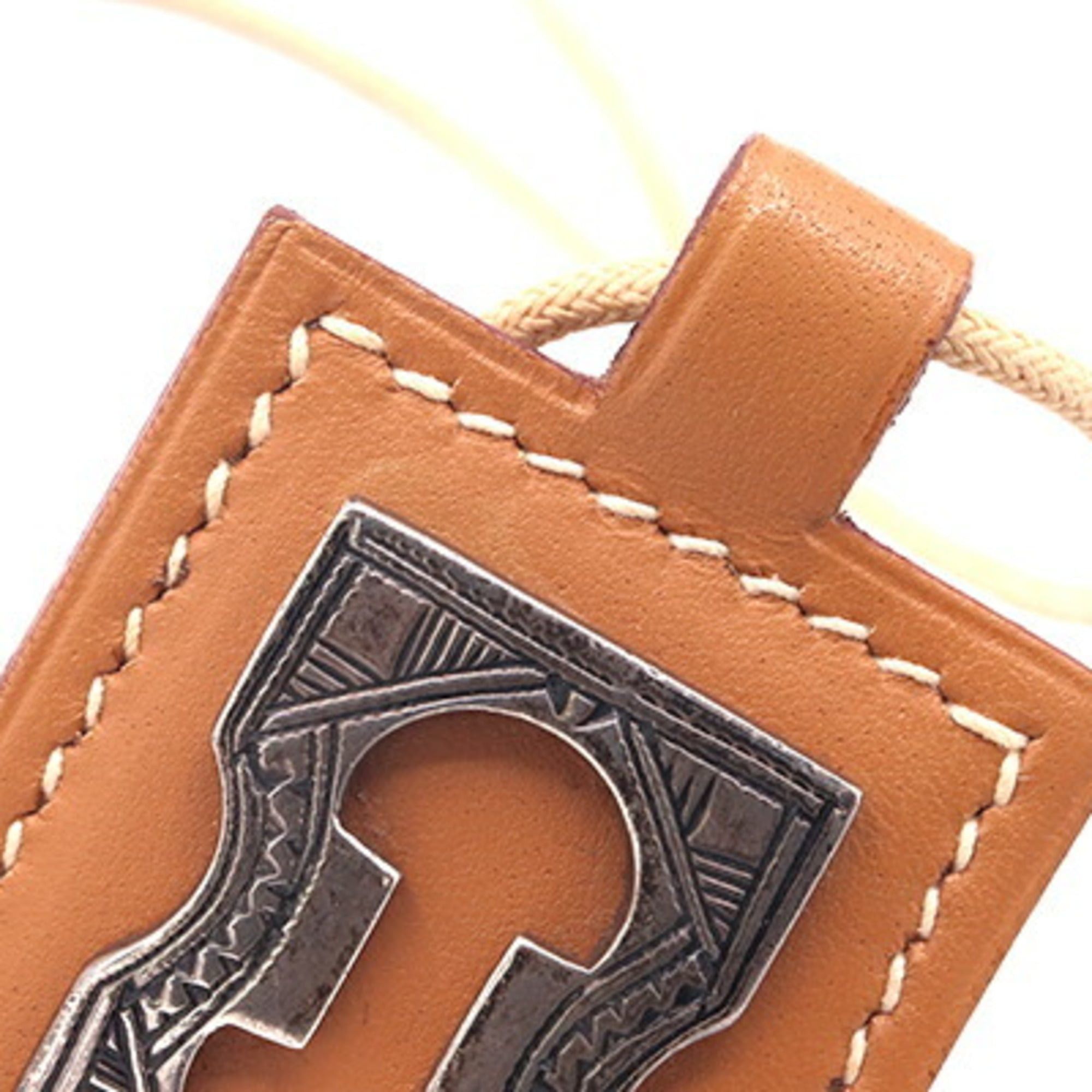 Hermes Hermes Touareg Necklace, Brown Leather and Cotton, □F Stamp, Manufactured in 2002, Choker, Vintage, Women's. Size ONE SIZE - 5 Thumbnail
