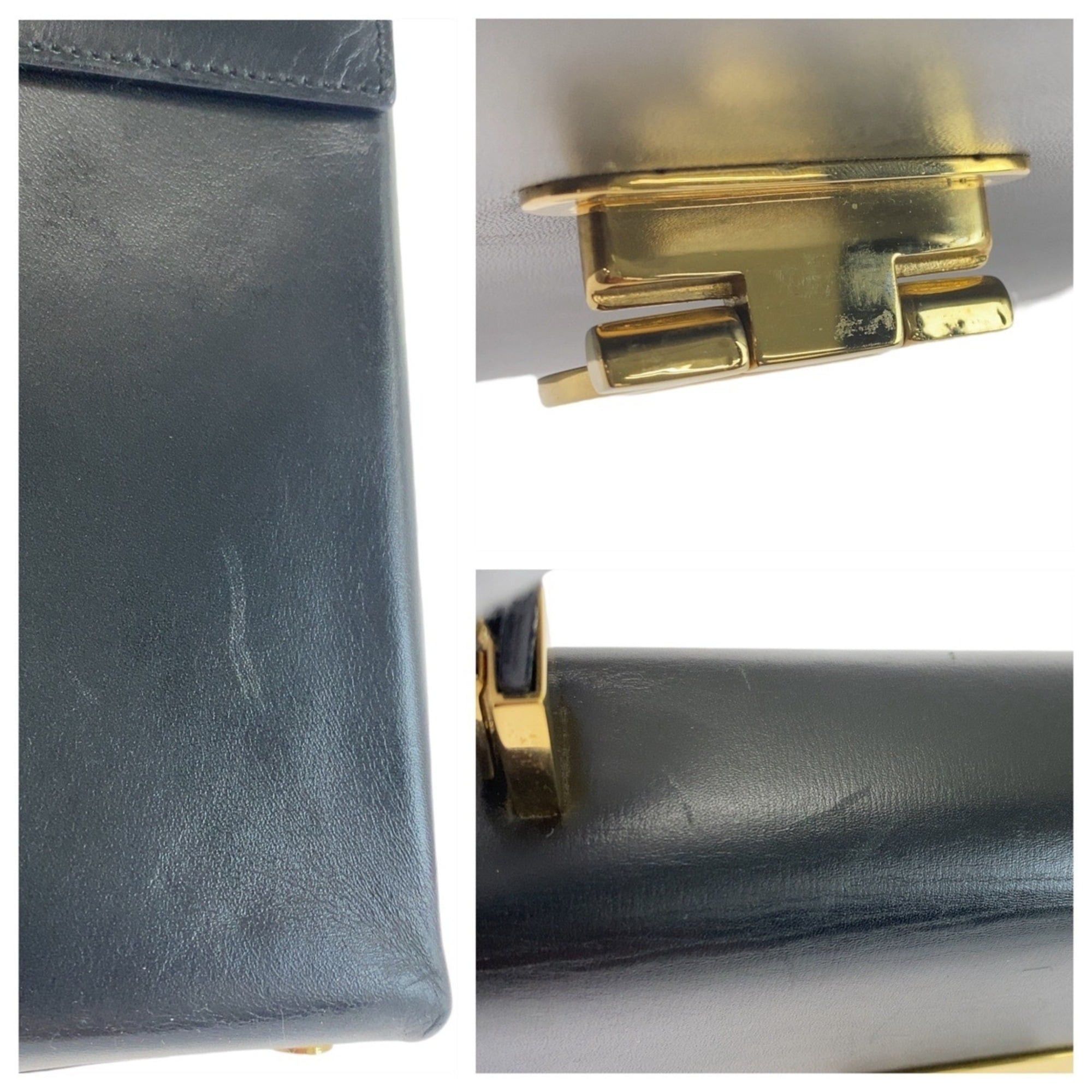 Salvatore Ferragamo Salvatore Ferragamo Vintage Gancini Black Leather Handbag/Shoulder Bag (2-way) for Women Size ONE SIZE - 5 Thumbnail