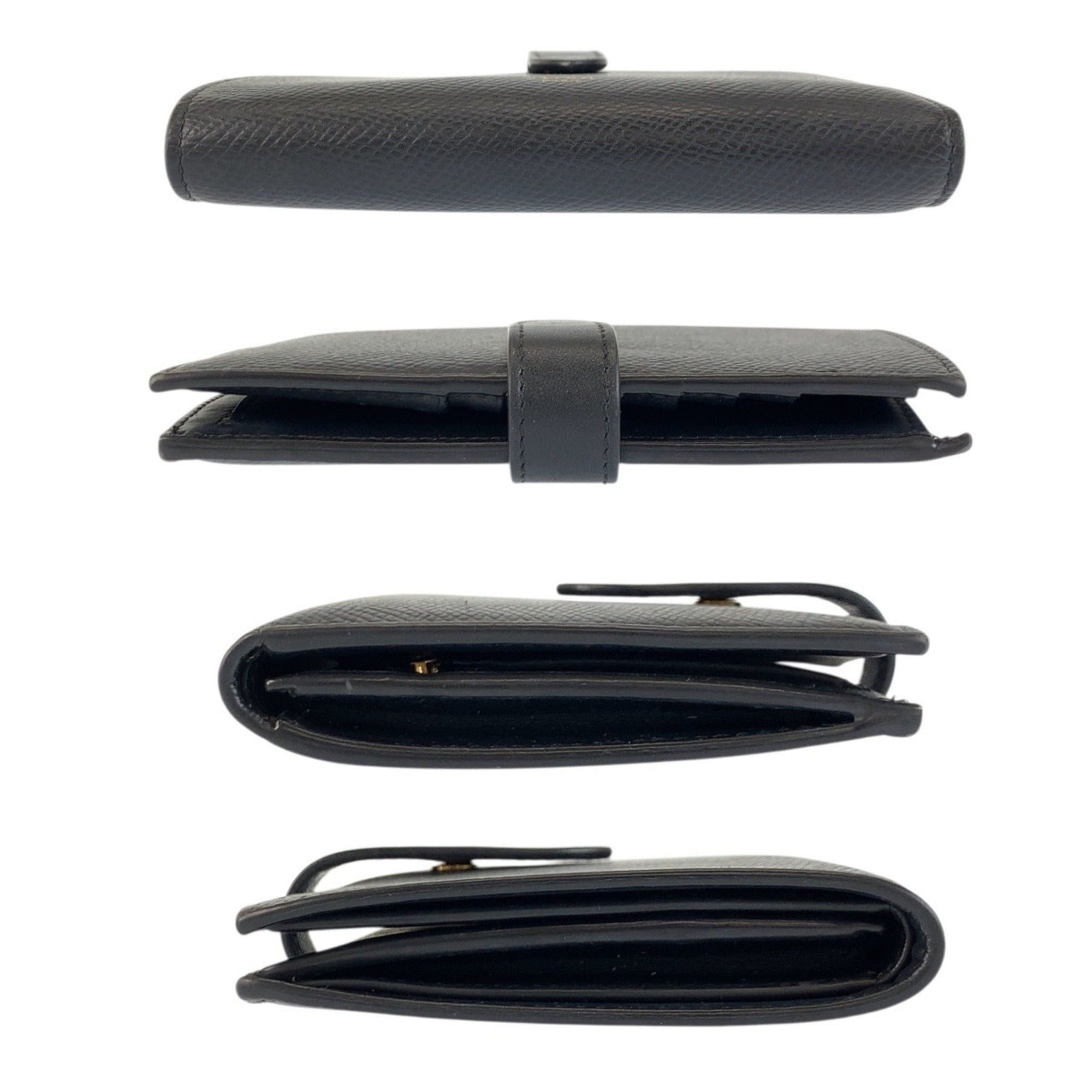 Celine Celine Medium Strap Wallet, Black Leather, Folding Compact Women's Size ONE SIZE - 10 Thumbnail
