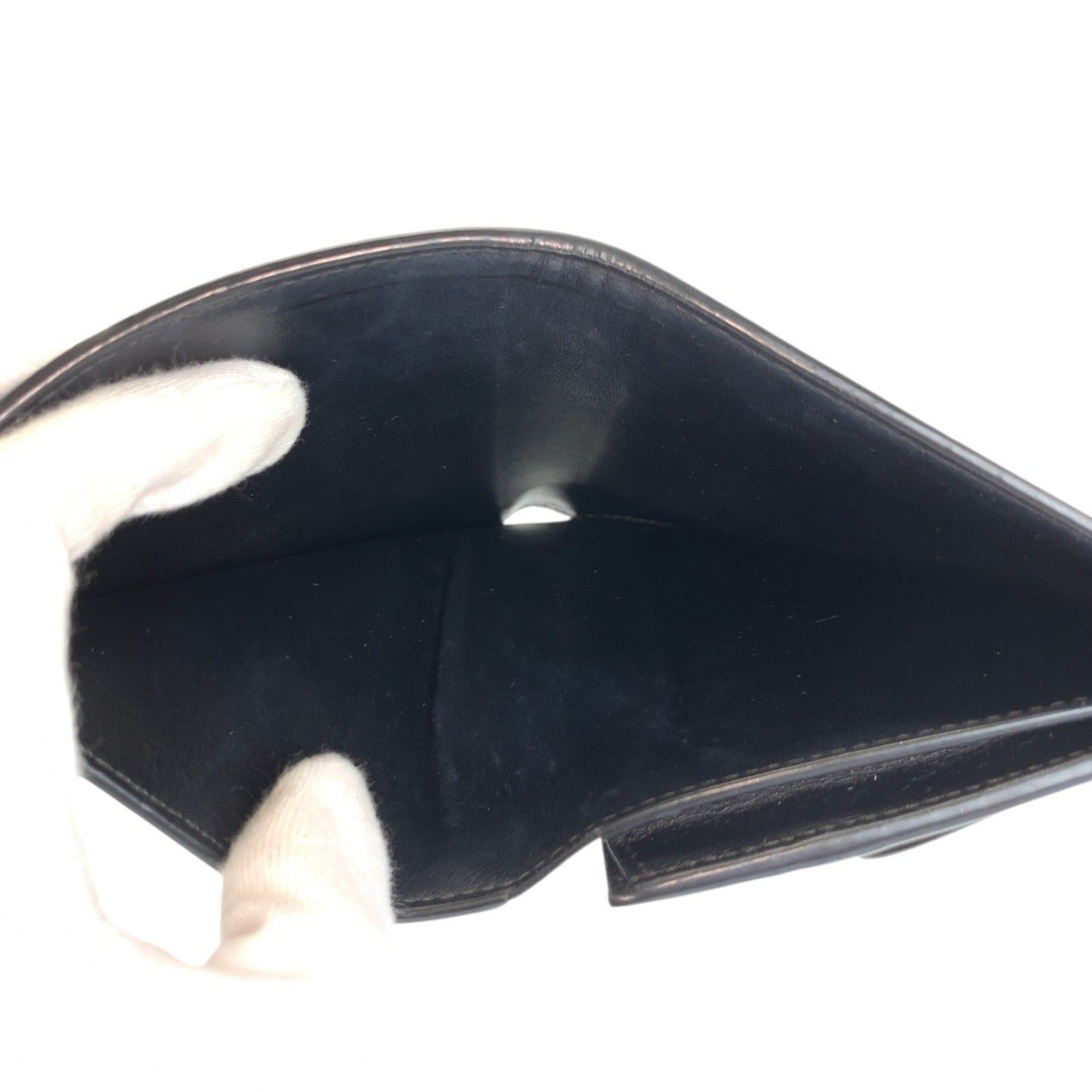 Celine Celine Medium Strap Wallet, Black Leather, Folding Compact Women's Size ONE SIZE - 6 Thumbnail