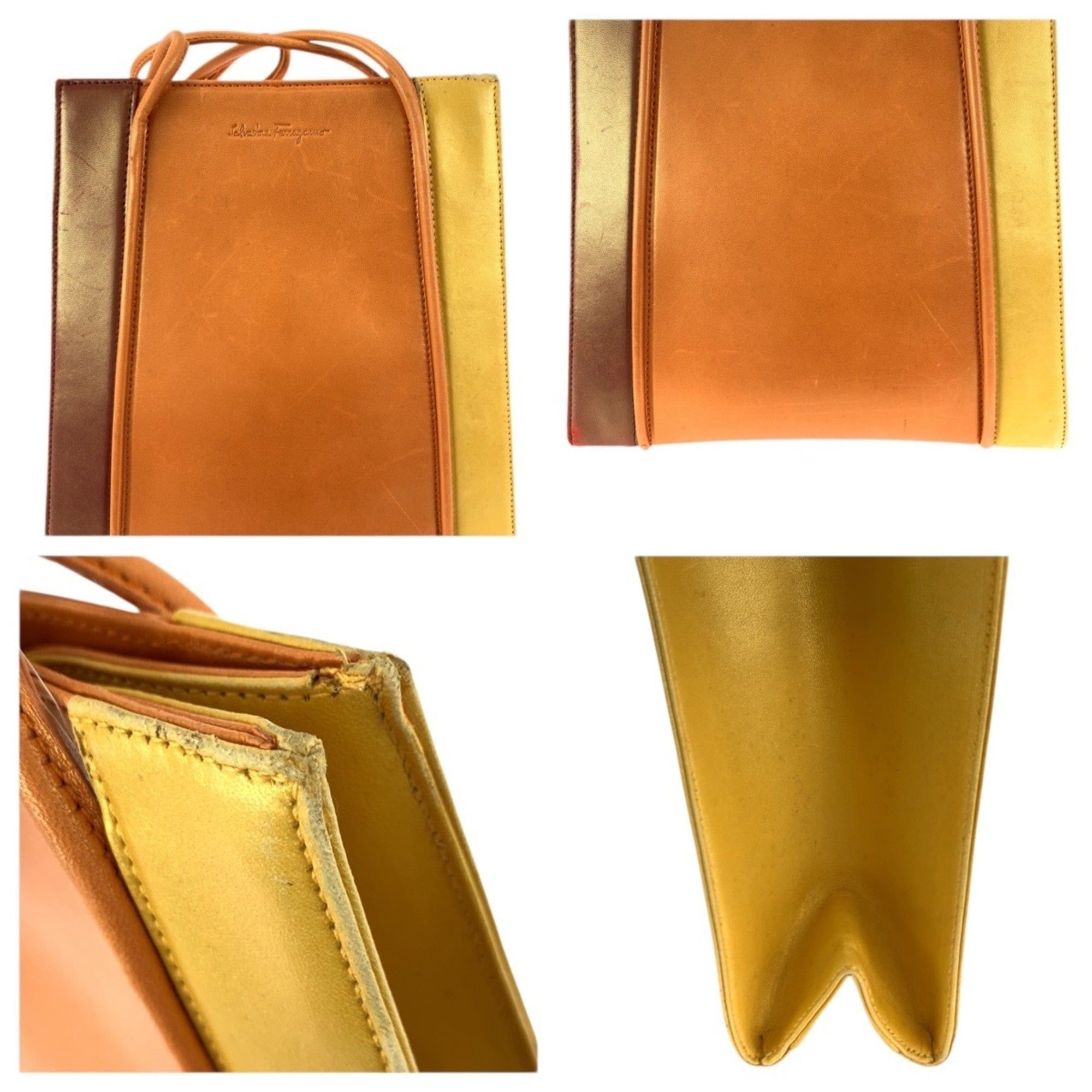 Salvatore Ferragamo Salvatore Ferragamo Vintage Orange Leather Handbag E21 9291 for Women Size ONE SIZE - 5 Thumbnail