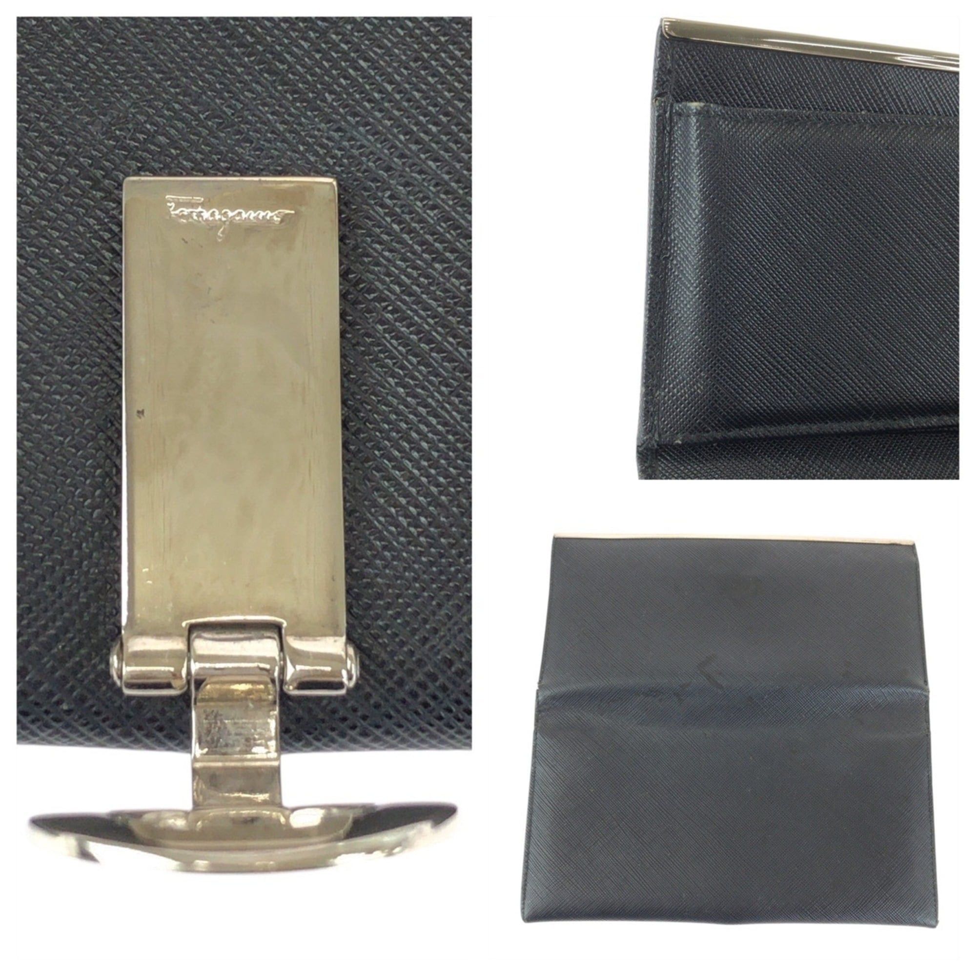 Salvatore Ferragamo Salvatore Ferragamo Gancini Black Leather Long Wallet with Silver Hardware (1K22-264433) for Women Size ONE SIZE - 7 Thumbnail