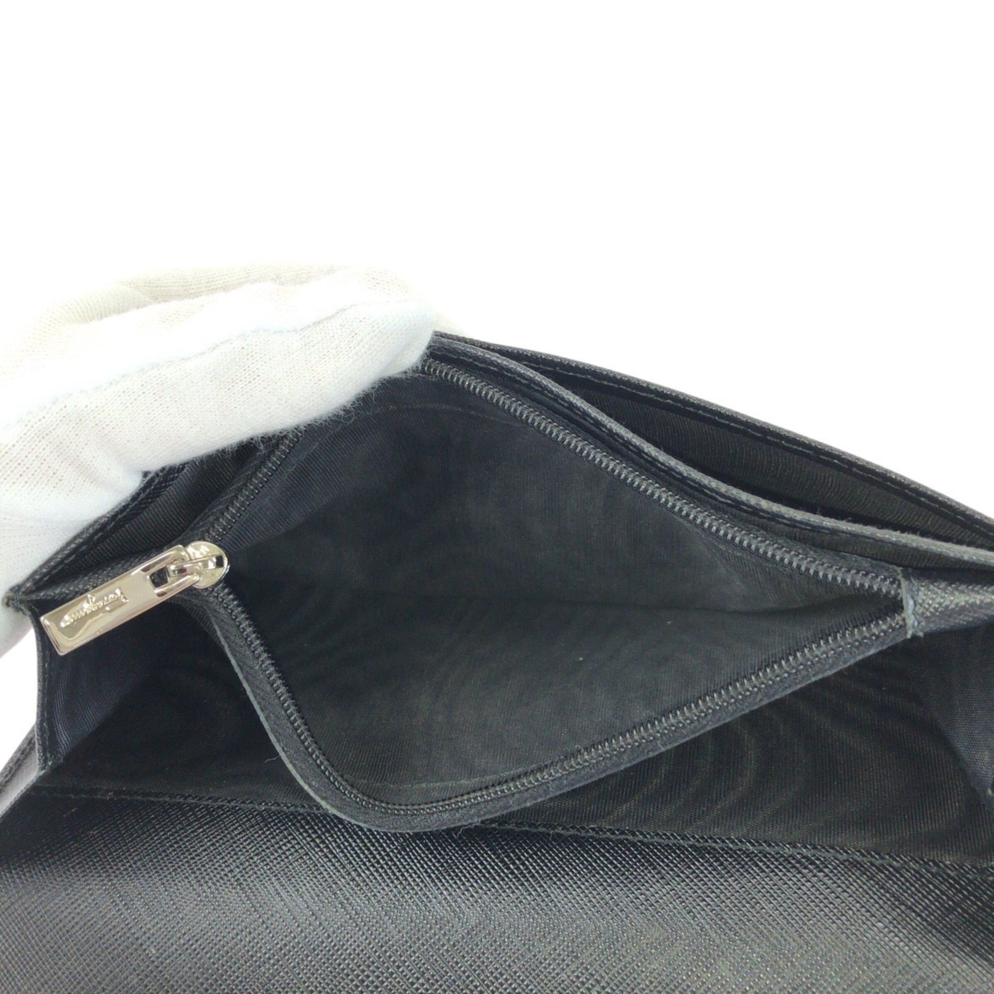 Salvatore Ferragamo Salvatore Ferragamo Gancini Black Leather Long Wallet with Silver Hardware (1K22-264433) for Women Size ONE SIZE - 10 Thumbnail