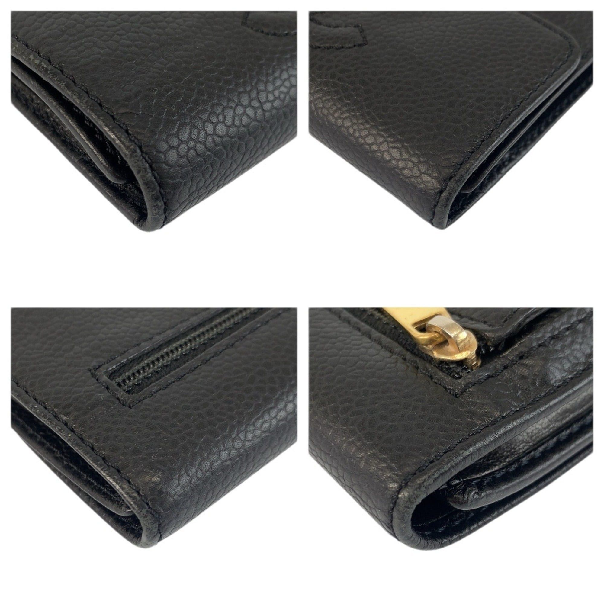 Chanel CHANEL Coco Mark Black Leather Folding Wallet Compact for Women Size ONE SIZE - 8 Thumbnail