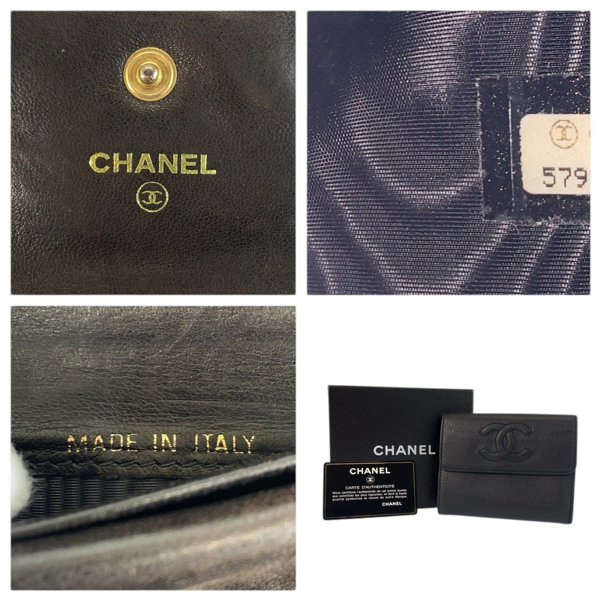 Chanel CHANEL Coco Mark Black Leather Folding Wallet Compact for Women Size ONE SIZE - 3 Thumbnail