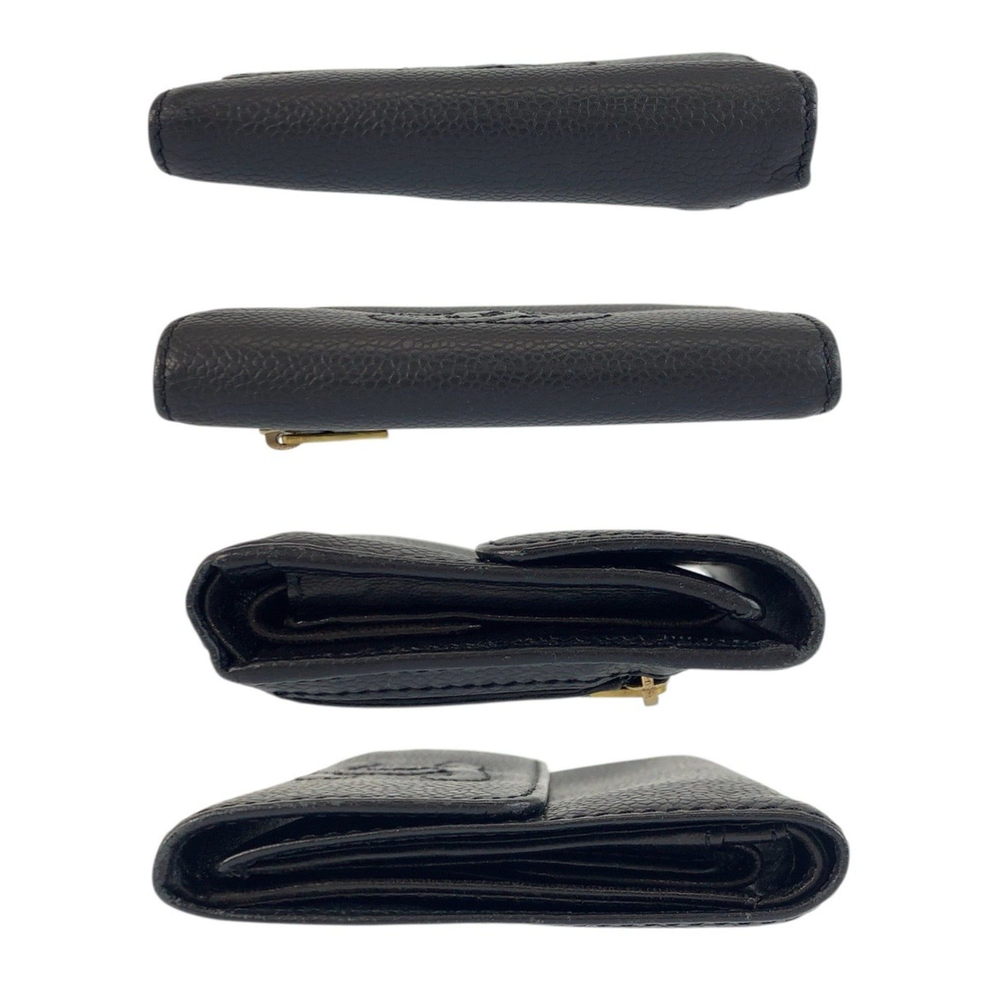 Chanel CHANEL Coco Mark Black Leather Folding Wallet Compact for Women Size ONE SIZE - 10 Thumbnail