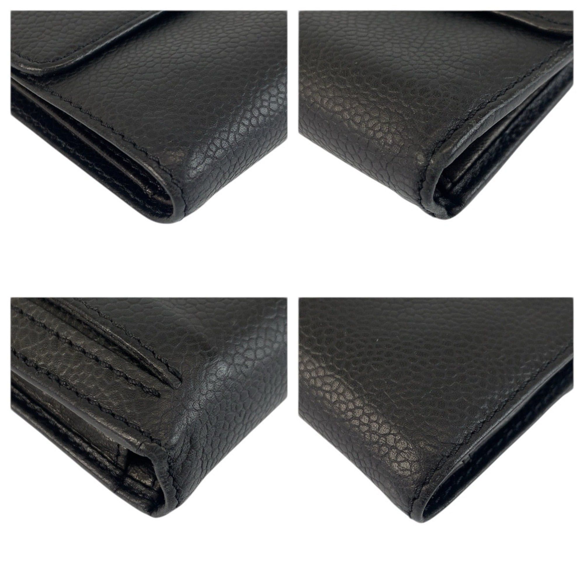Chanel CHANEL Coco Mark Black Leather Folding Wallet Compact for Women Size ONE SIZE - 7 Thumbnail