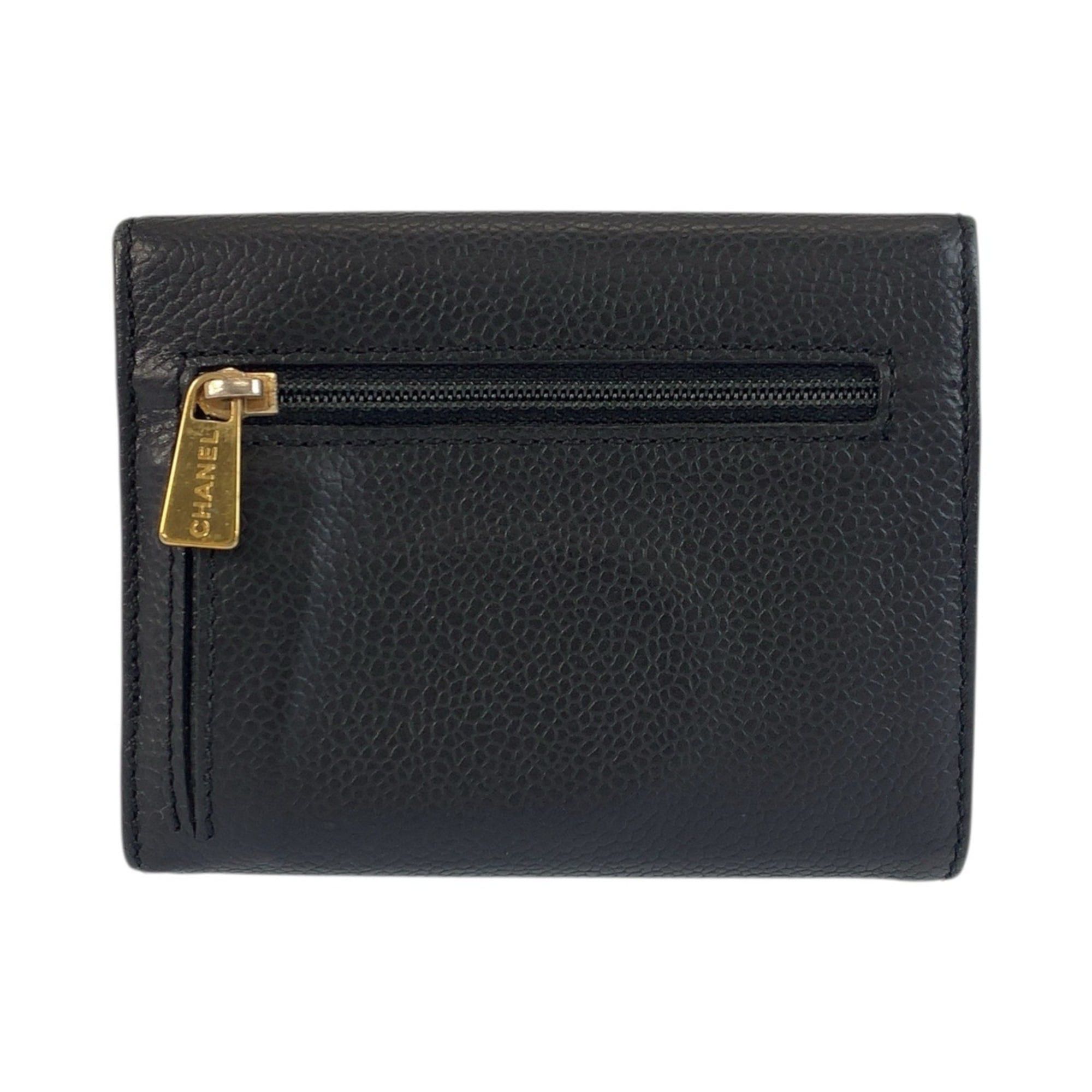 Chanel CHANEL Coco Mark Black Leather Folding Wallet Compact for Women Size ONE SIZE - 2 Thumbnail