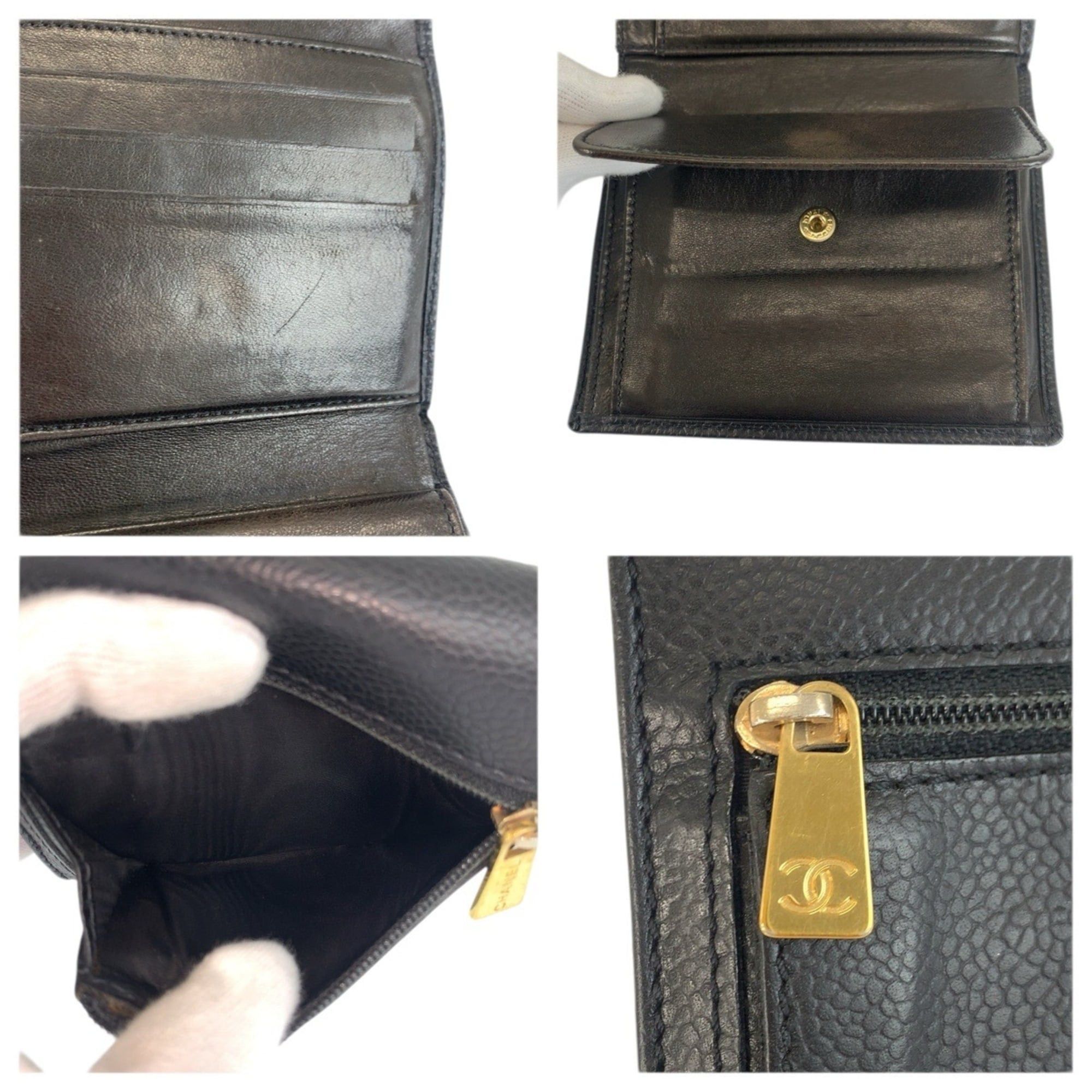 Chanel CHANEL Coco Mark Black Leather Folding Wallet Compact for Women Size ONE SIZE - 9 Thumbnail