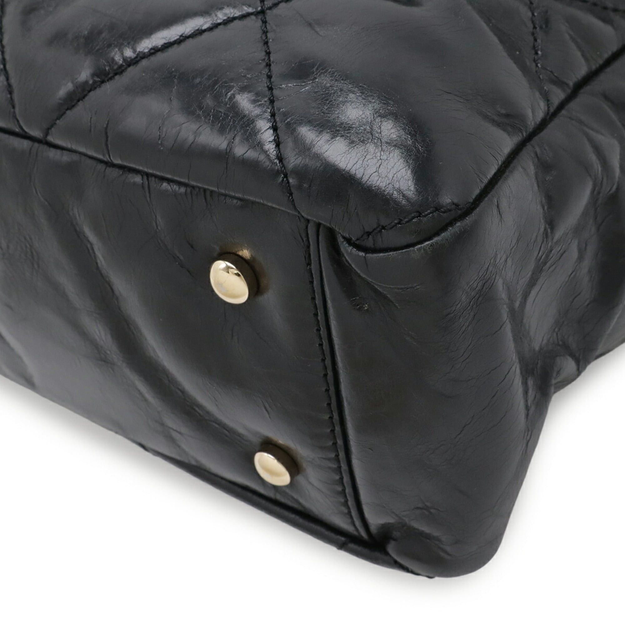 Chanel CHANEL Coco Mark Portobello Matelassé Tote Bag Shoulder Chain Leather Tweed Black A39045 Size ONE SIZE - 4 Thumbnail