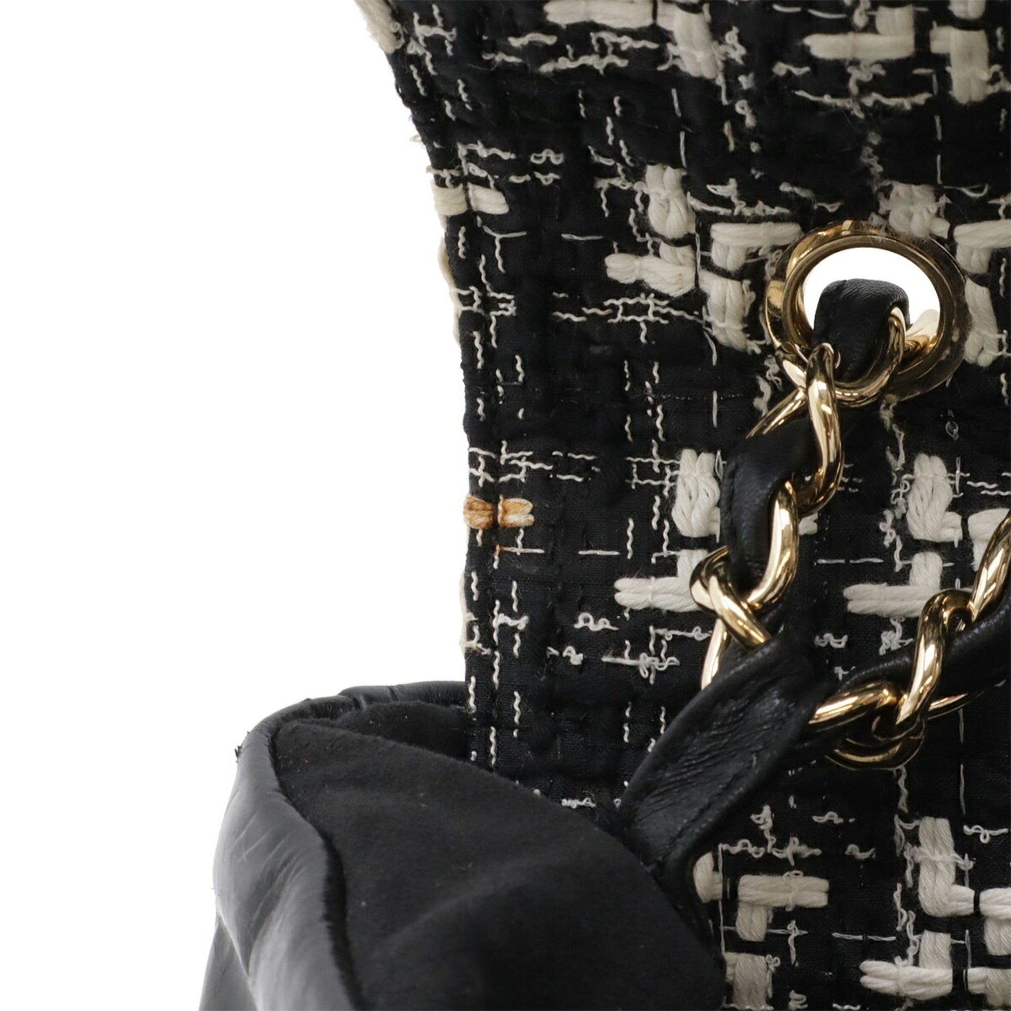 Chanel CHANEL Coco Mark Portobello Matelassé Tote Bag Shoulder Chain Leather Tweed Black A39045 Size ONE SIZE - 9 Thumbnail