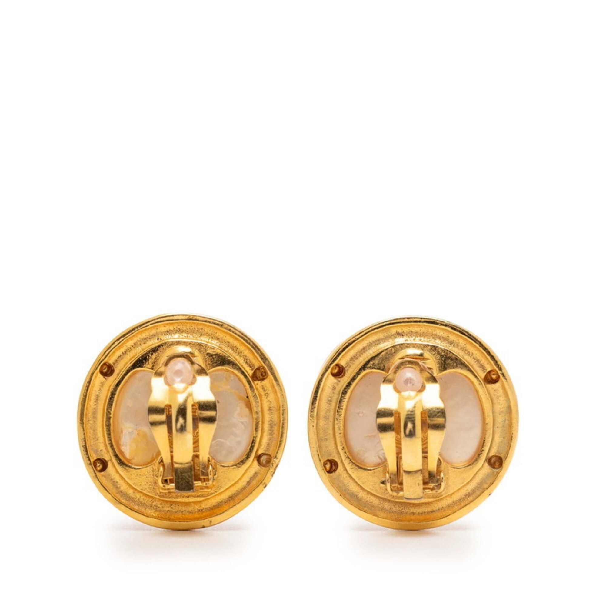 Chanel Chanel Coco Mark Vintage Round Pearl Earrings, Gold and White Plated, Faux Pearl, Women's CHANEL Size ONE SIZE - 2 Thumbnail