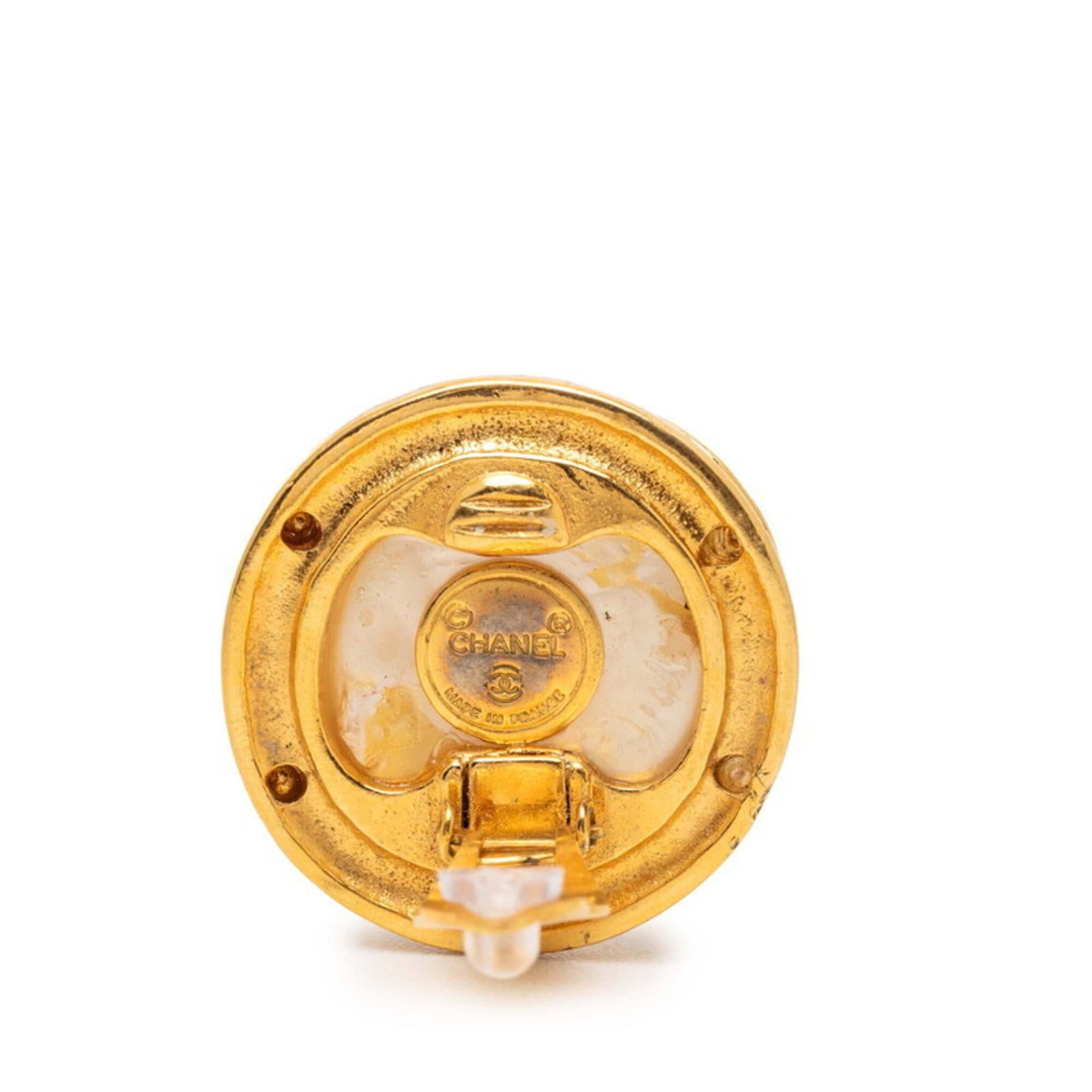 Chanel Chanel Coco Mark Vintage Round Pearl Earrings, Gold and White Plated, Faux Pearl, Women's CHANEL Size ONE SIZE - 3 Thumbnail