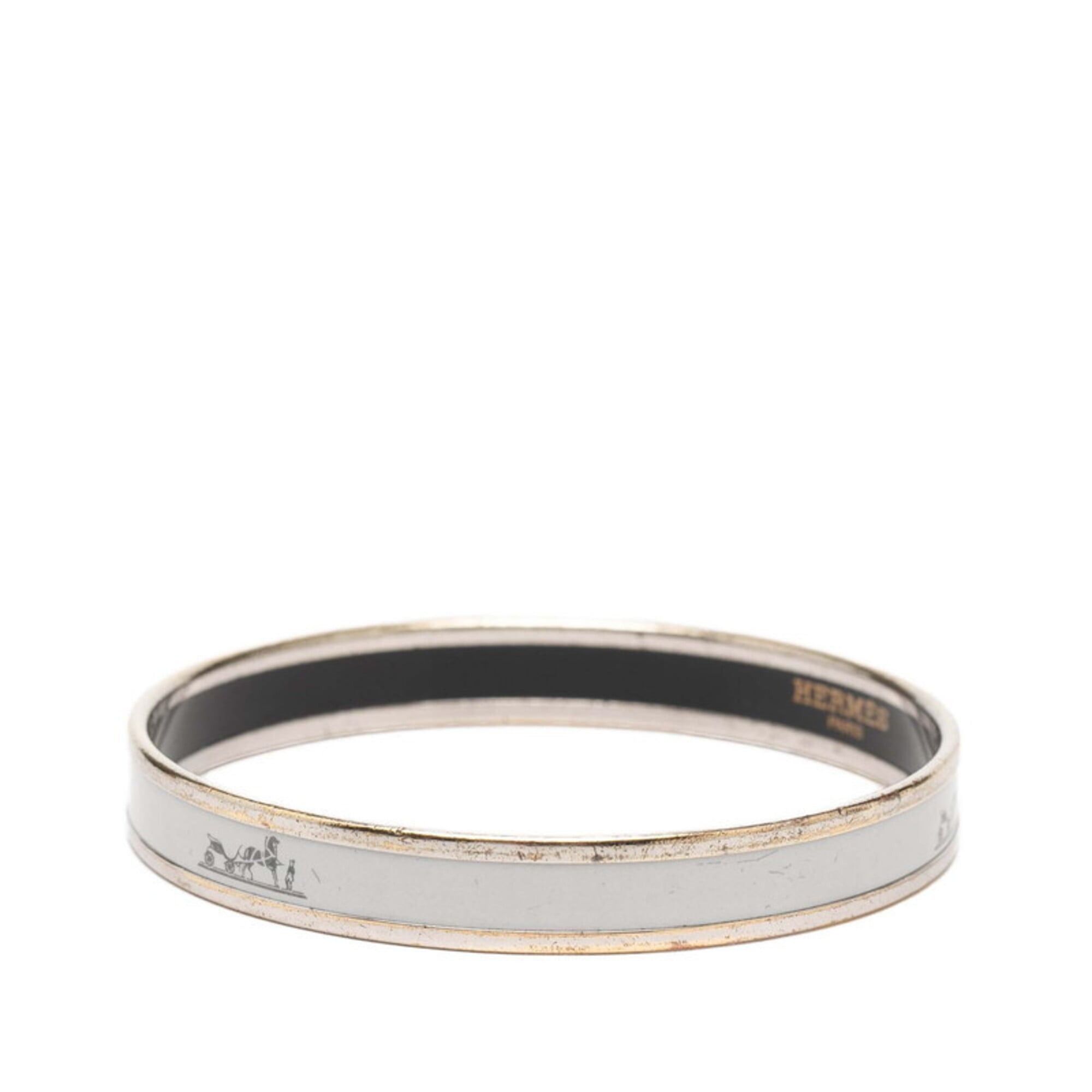 Hermes Hermes Email PM Bangle, Silver, Gray Metal, Women's Size ONE SIZE - 2 Thumbnail
