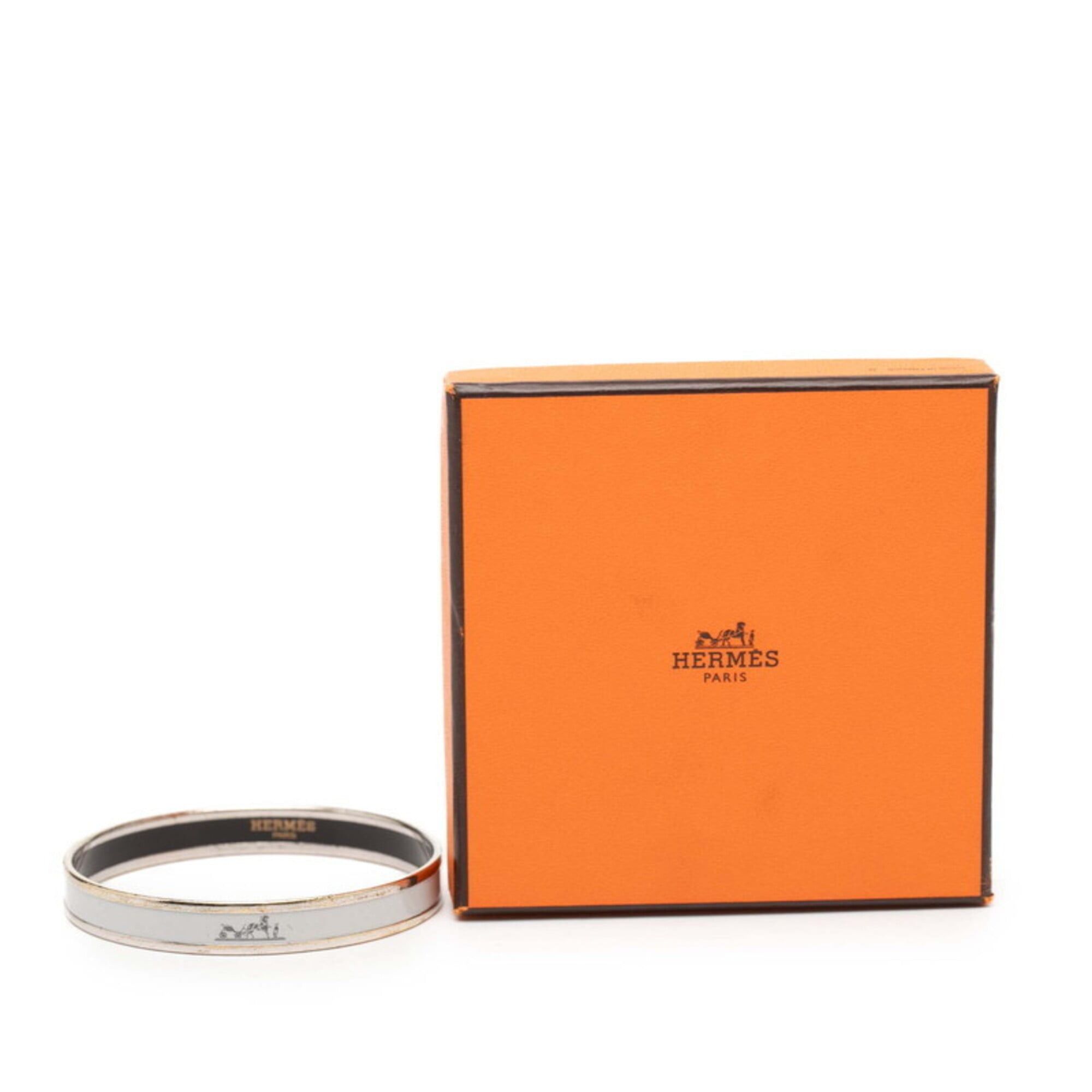 Hermes Hermes Email PM Bangle, Silver, Gray Metal, Women's Size ONE SIZE - 6 Thumbnail