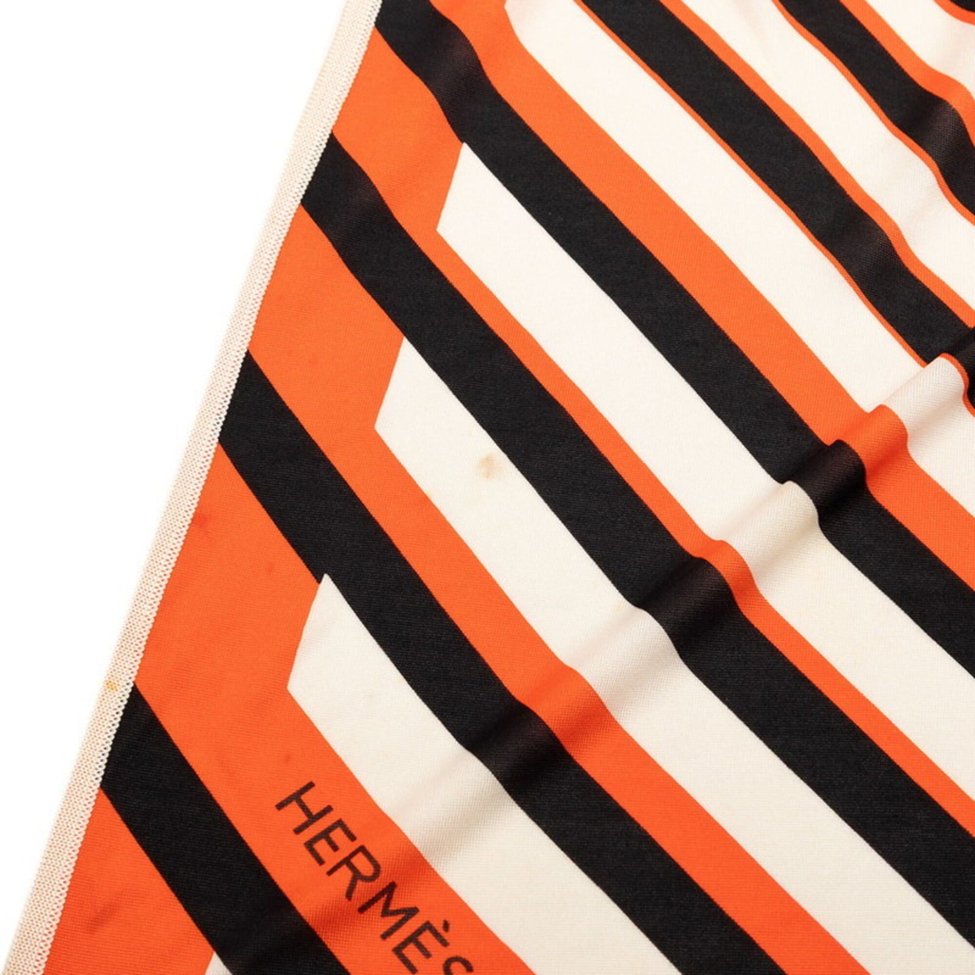 Hermes Hermes H AU GALOP Triangle Scarf/Muffler in Orange, White, and Black Silk Jersey - Women's Size ONE SIZE - 7 Thumbnail