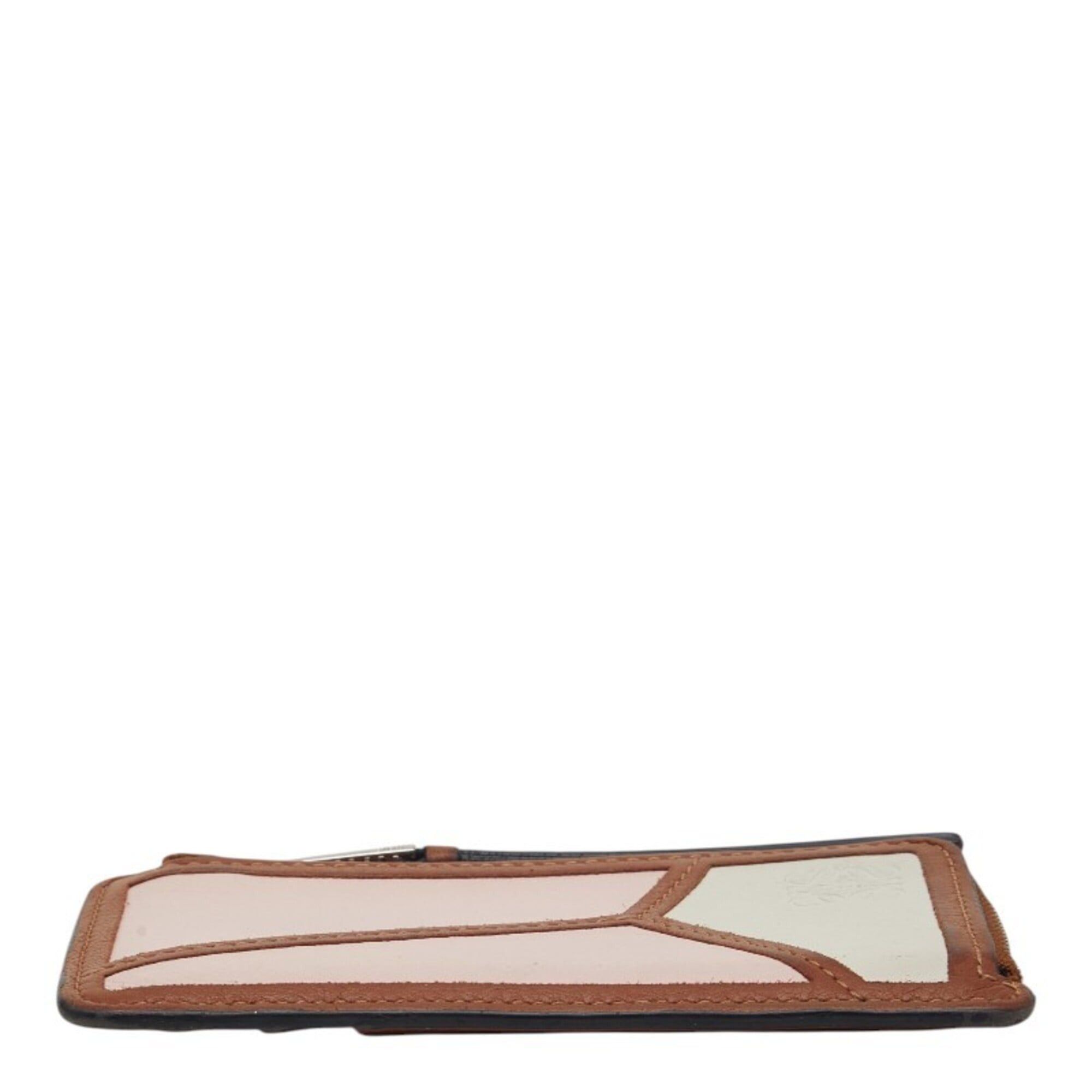 Loewe Loewe Anagram Puzzle Wallet/Coin Purse/Card Case in Brown, Pink, and White Leather for Women Size ONE SIZE - 3 Thumbnail