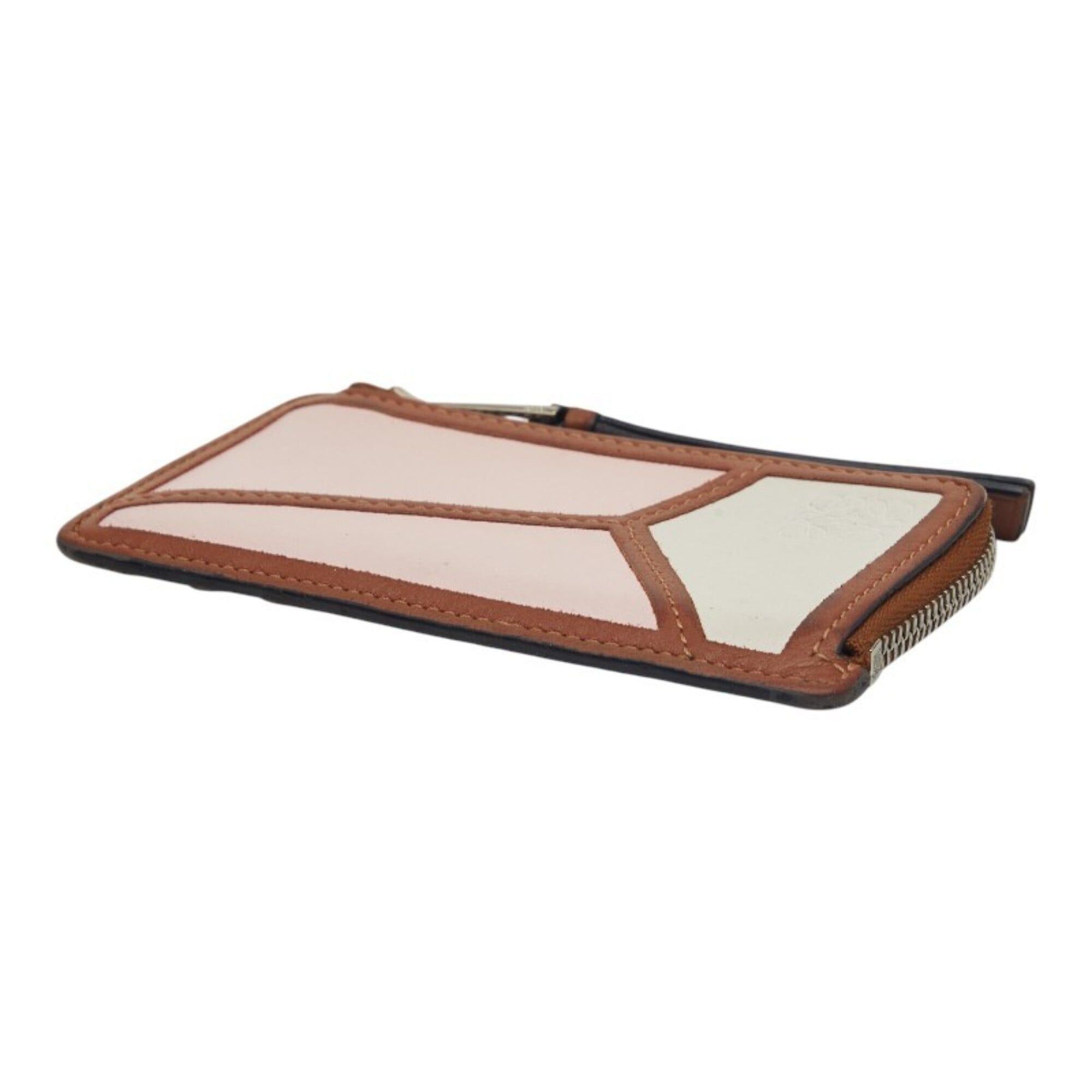 Loewe Loewe Anagram Puzzle Wallet/Coin Purse/Card Case in Brown, Pink, and White Leather for Women Size ONE SIZE - 4 Thumbnail