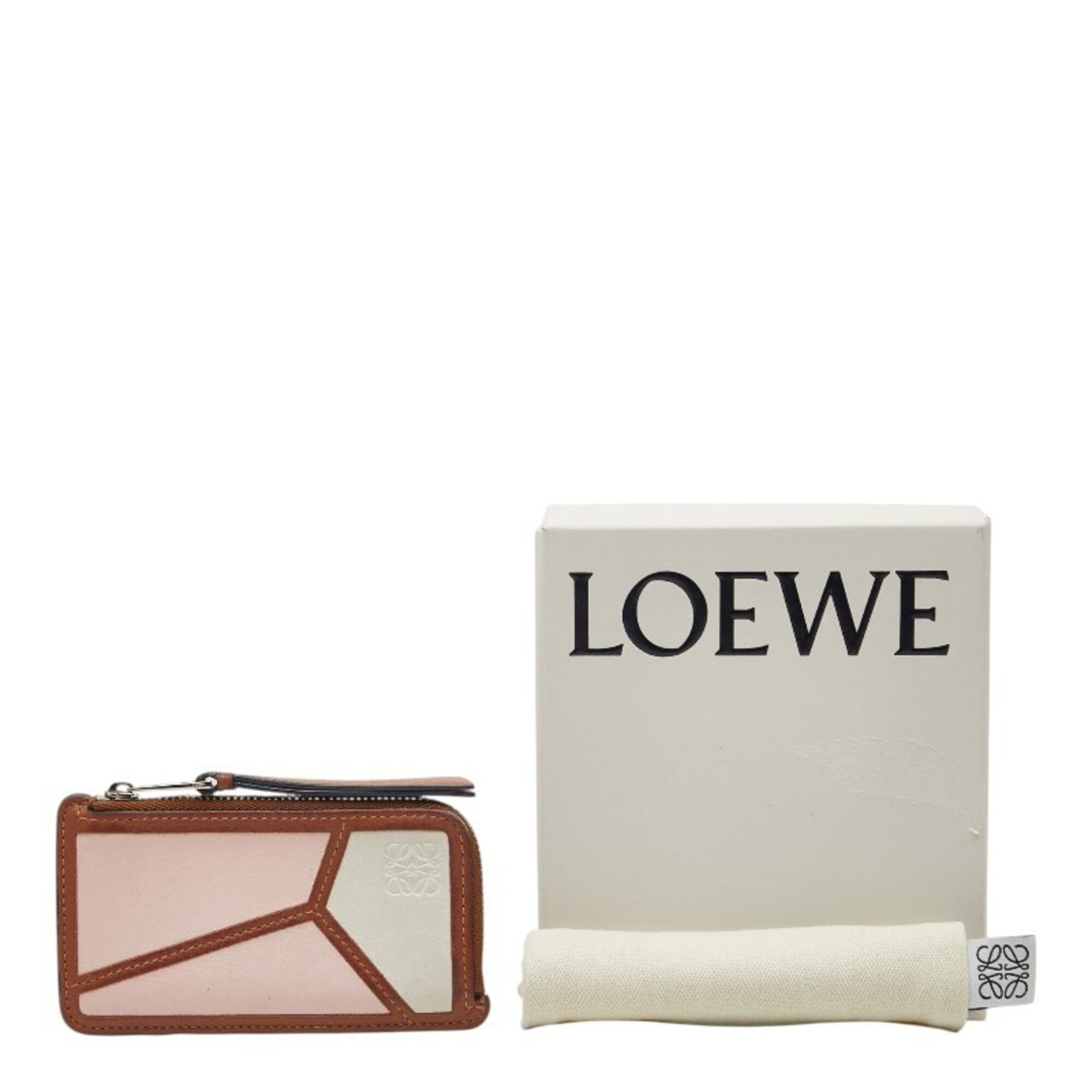 Loewe Loewe Anagram Puzzle Wallet/Coin Purse/Card Case in Brown, Pink, and White Leather for Women Size ONE SIZE - 10 Thumbnail