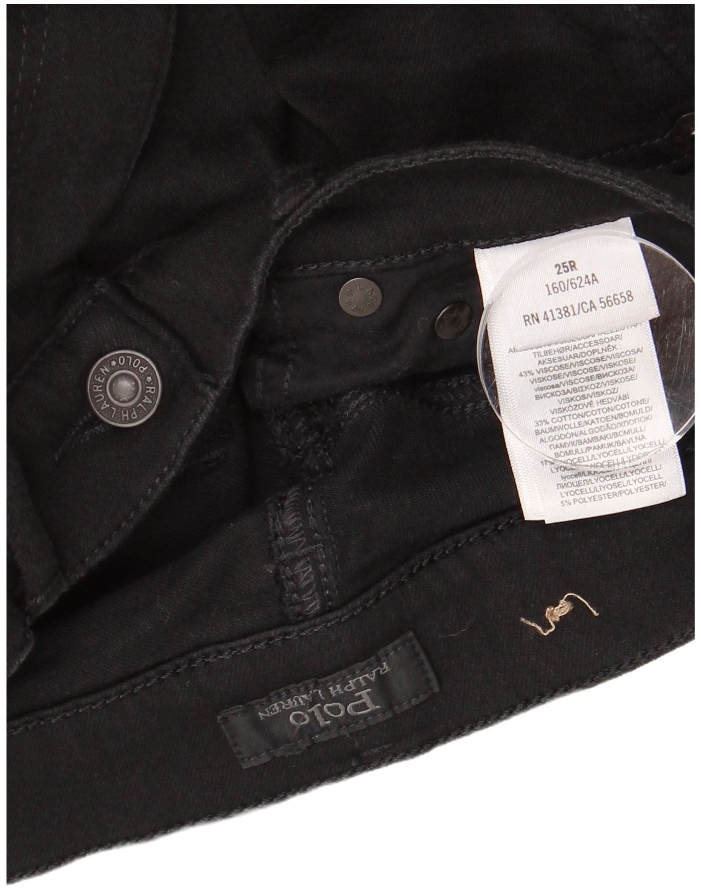 Polo Ralph Lauren Womens Skinny Jeans W25 L29 Black Viscose Size 42" / US 20 - 3 Thumbnail