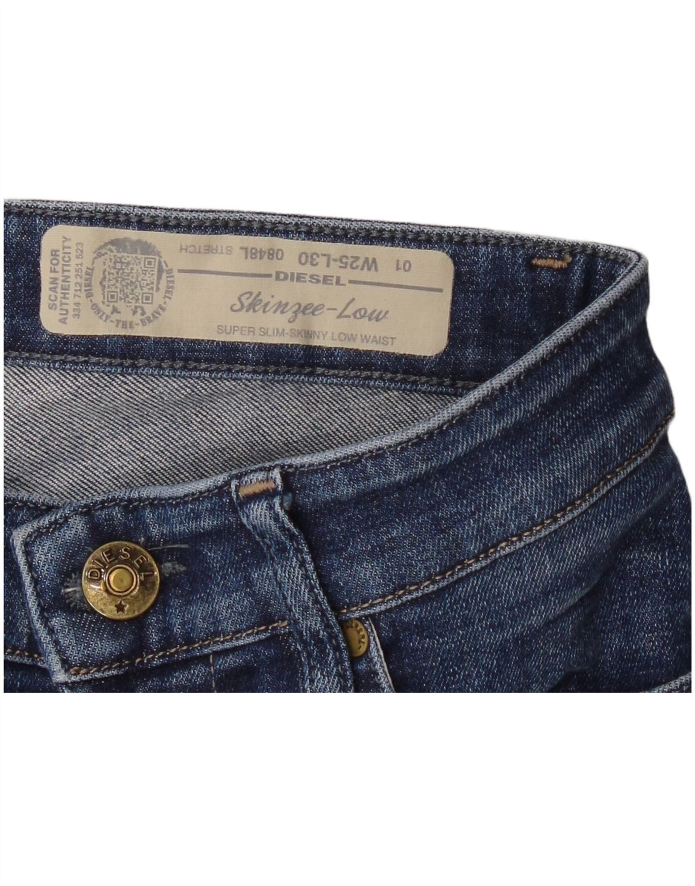 Diesel Womens Skinzee-Low Low Waist Super Slim Skinny Jeans W25 L27 Size 25" / US 0 / IT 36 - 3 Thumbnail