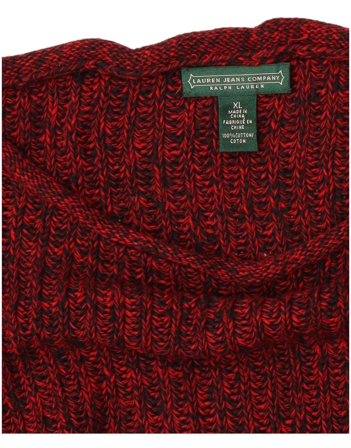 Ralph Lauren Womens Boat Neck Jumper Sweater UK 18 XL Red Flecked Cotton Size L / US 10 / IT 46 - 3 Thumbnail