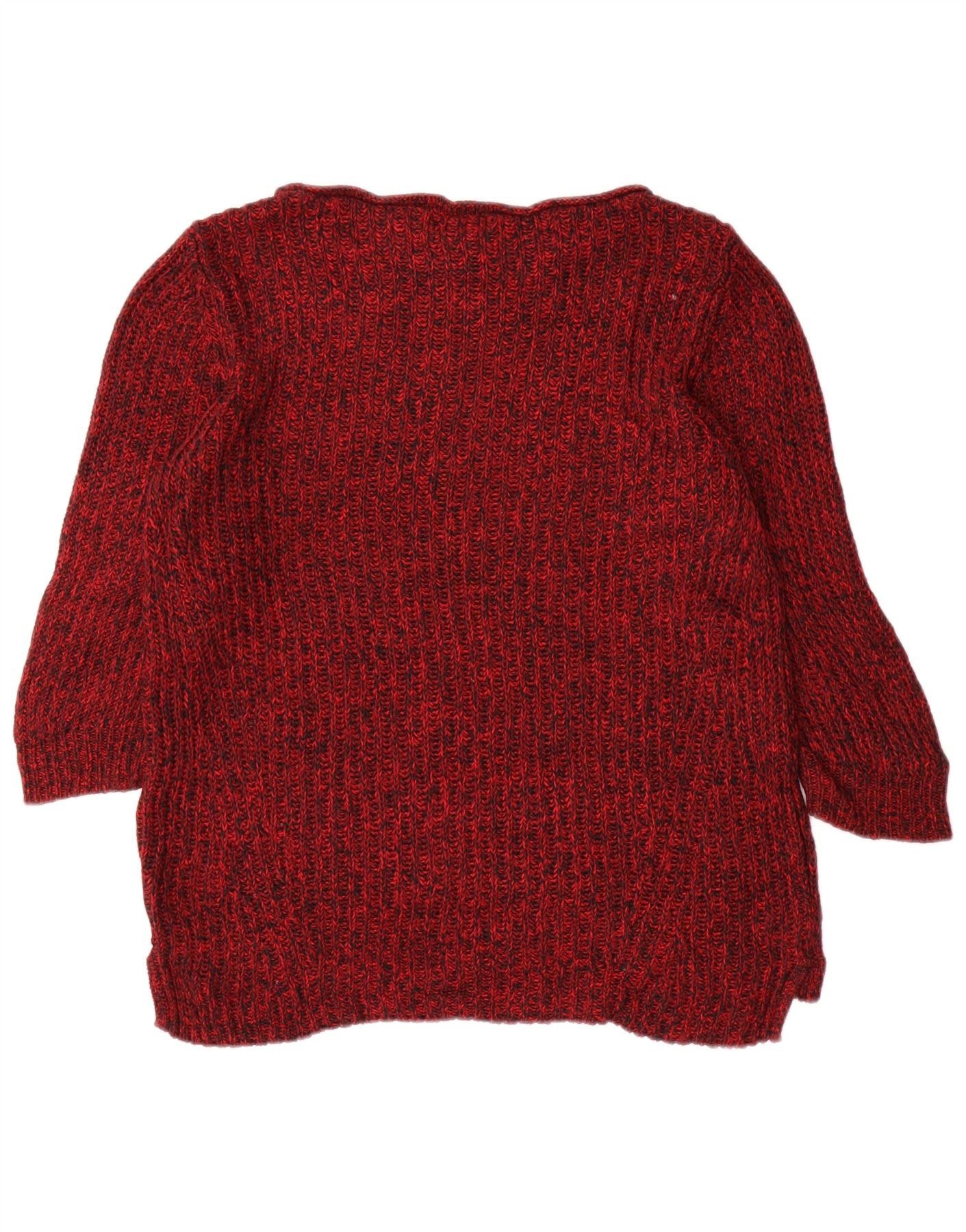 Ralph Lauren Womens Boat Neck Jumper Sweater UK 18 XL Red Flecked Cotton Size L / US 10 / IT 46 - 2 Thumbnail