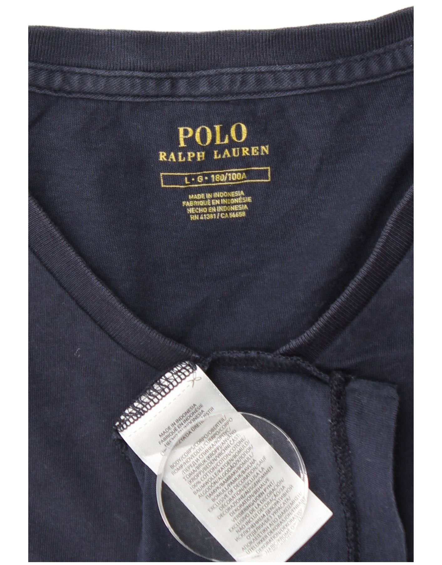 Polo Ralph Lauren Mens T-Shirt Top Large Navy Blue Cotton Size US L / EU 52-54 / 3 - 3 Thumbnail