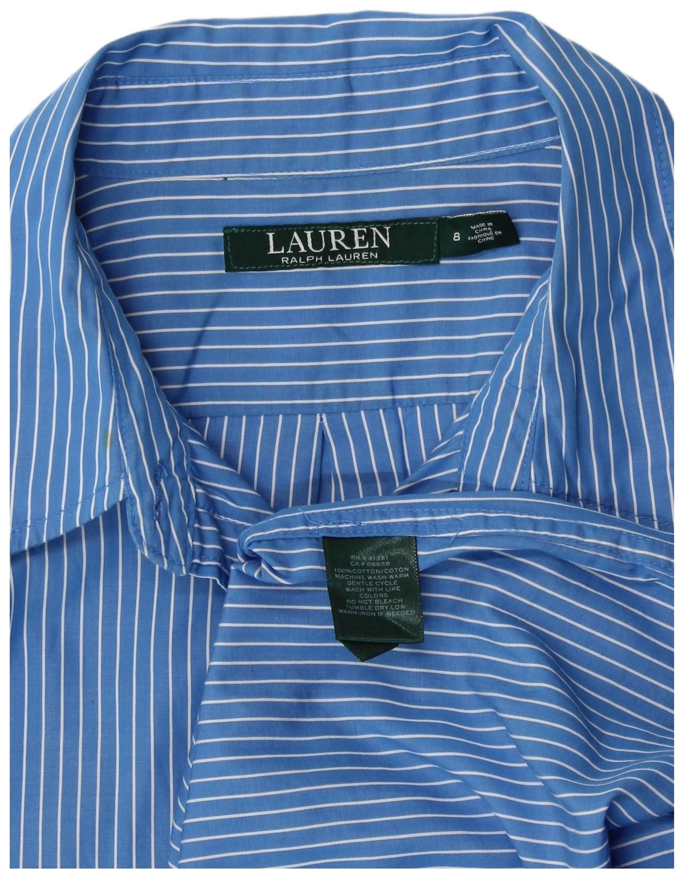 Ralph Lauren Womens Shirt US 8 Medium Blue Striped Cotton Size M / US 6-8 / IT 42-44 - 4 Thumbnail