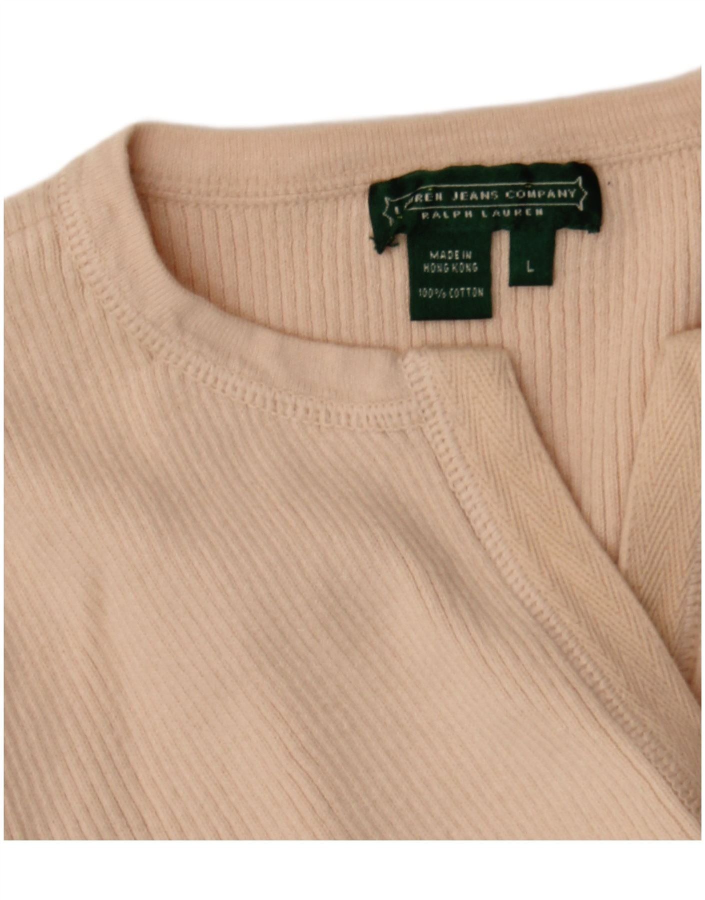 Ralph Lauren Womens 3/4 Sleeve V-Neck Jumper Sweater UK 14 Large Beige Size S / US 4 / IT 40 - 4 Thumbnail