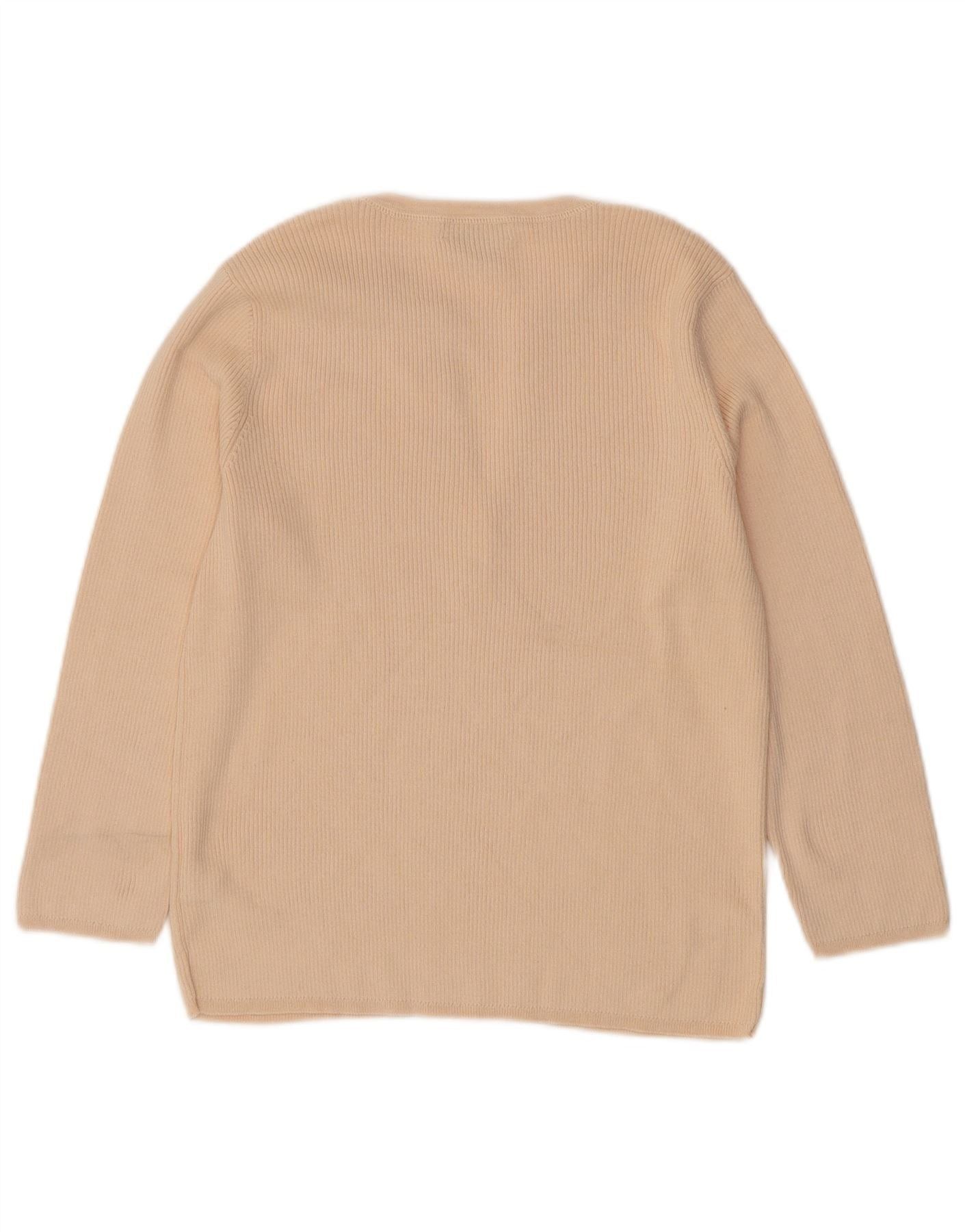 Ralph Lauren Womens 3/4 Sleeve V-Neck Jumper Sweater UK 14 Large Beige Size S / US 4 / IT 40 - 2 Thumbnail