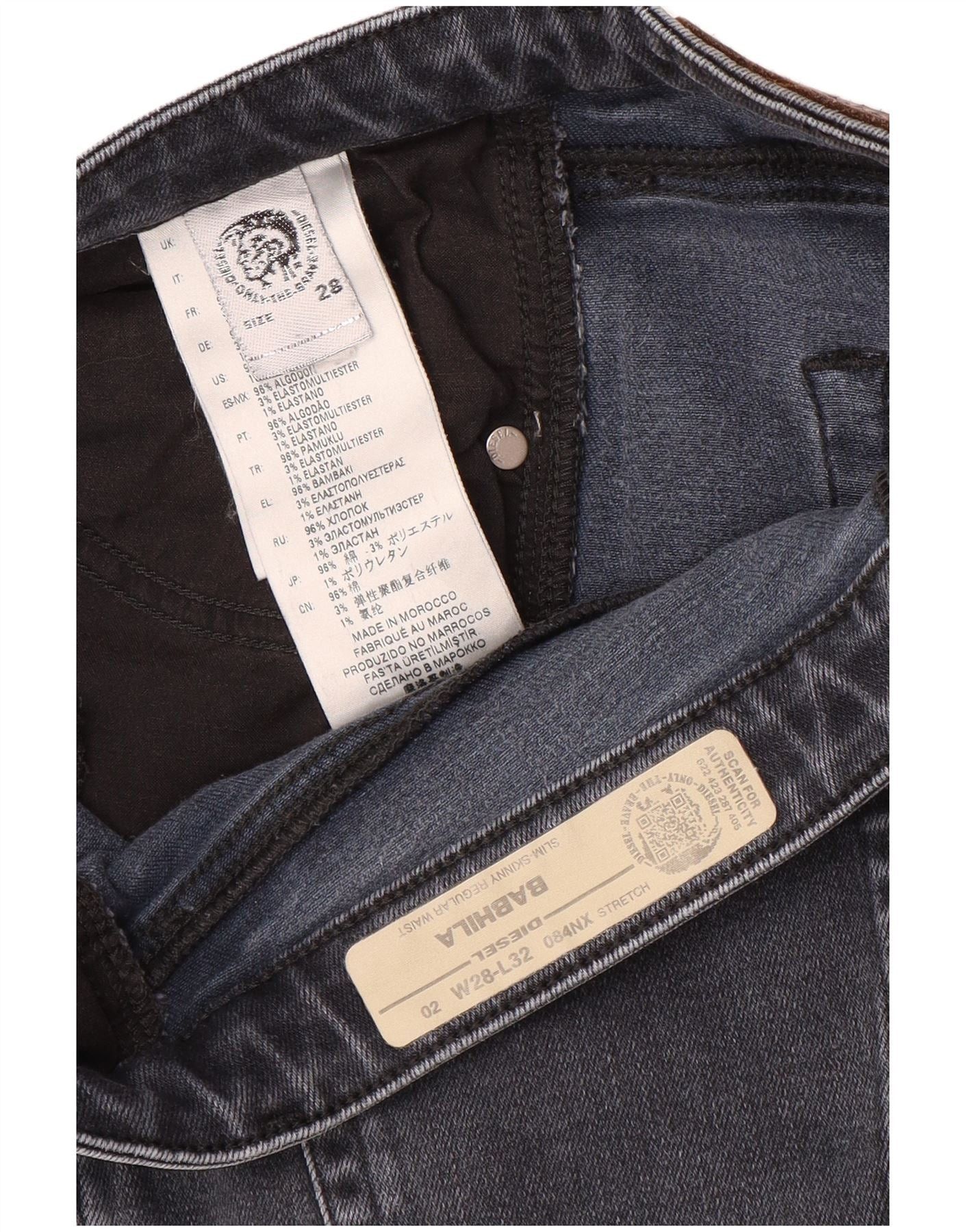Diesel Womens Babhila Slim Skinny Jeans W28 L28 Blue Cotton Size 42" / US 20 - 3 Thumbnail