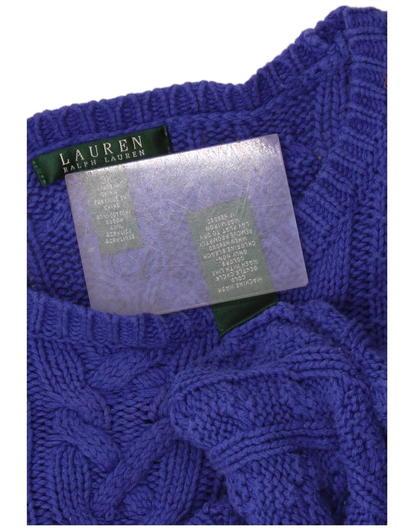 Ralph Lauren Womens Boat Neck Jumper Sweater UK 22 3XL Blue Cotton Size XXL / US 16-18 / IT 52-54 - 3 Thumbnail
