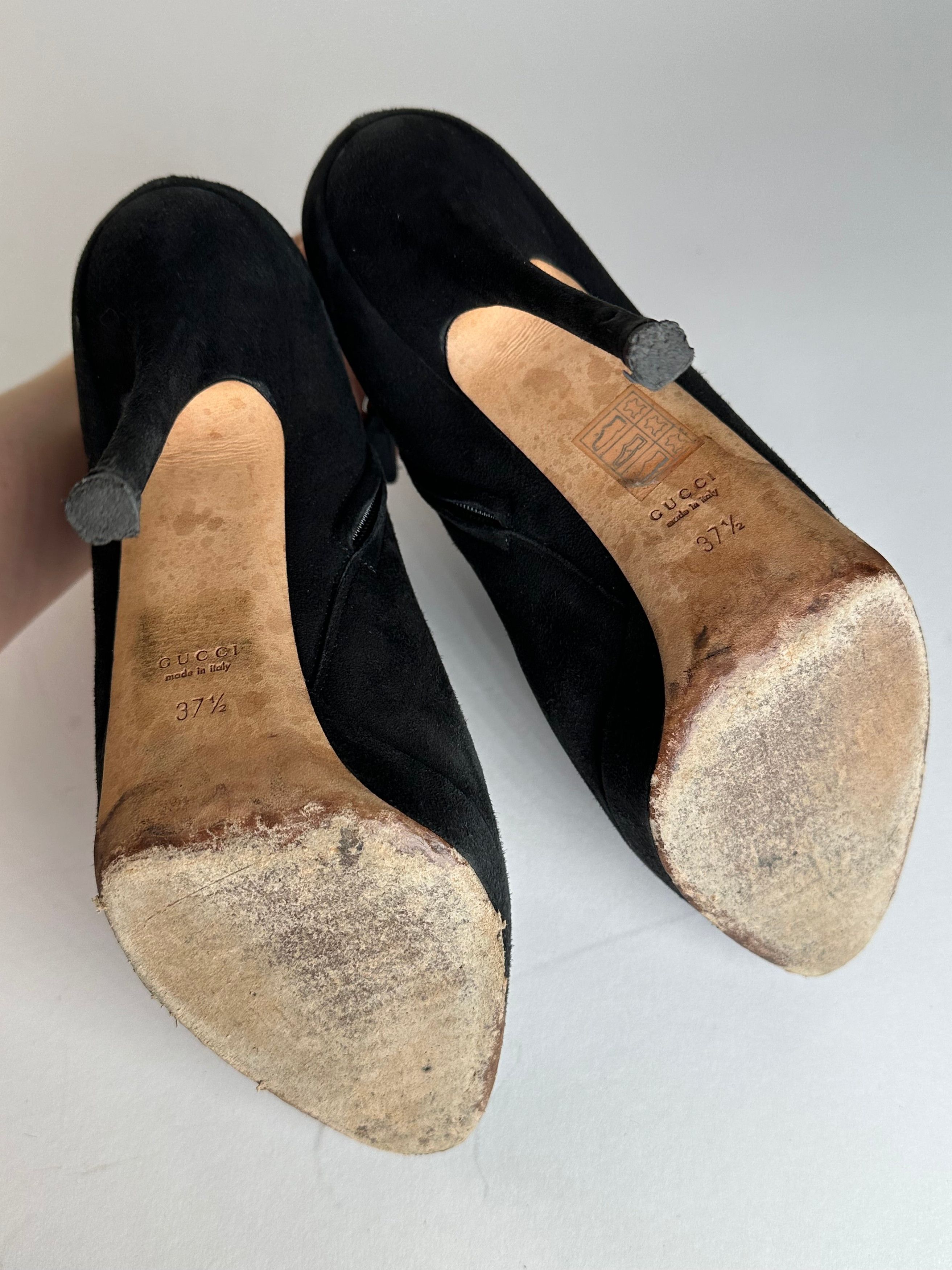 Gucci Vintage Suede Heeled Boots Black EU37,5 Size US 6.5 / IT 36.5 - 4 Thumbnail