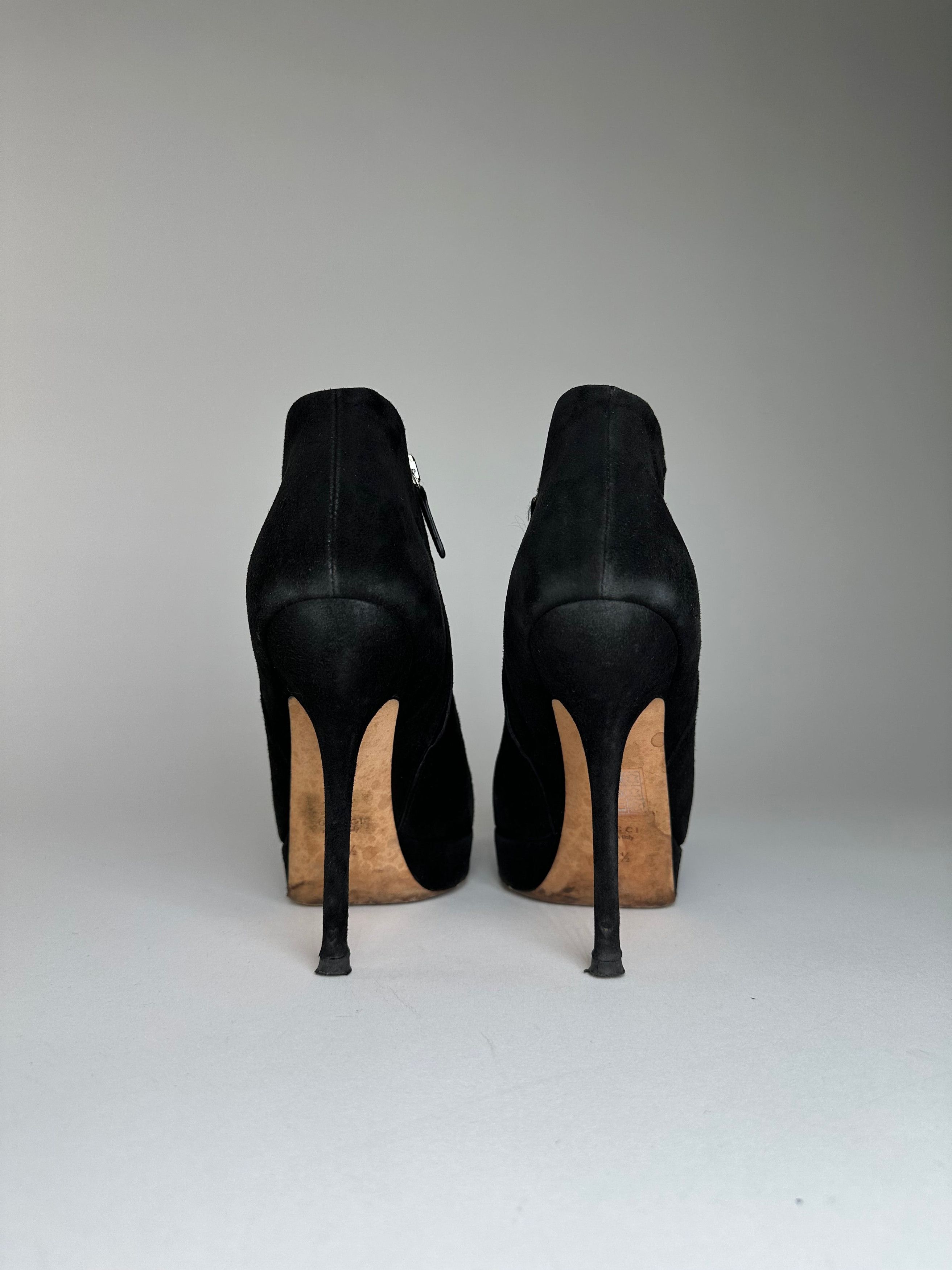 Gucci Vintage Suede Heeled Boots Black EU37,5 Size US 6.5 / IT 36.5 - 6 Thumbnail
