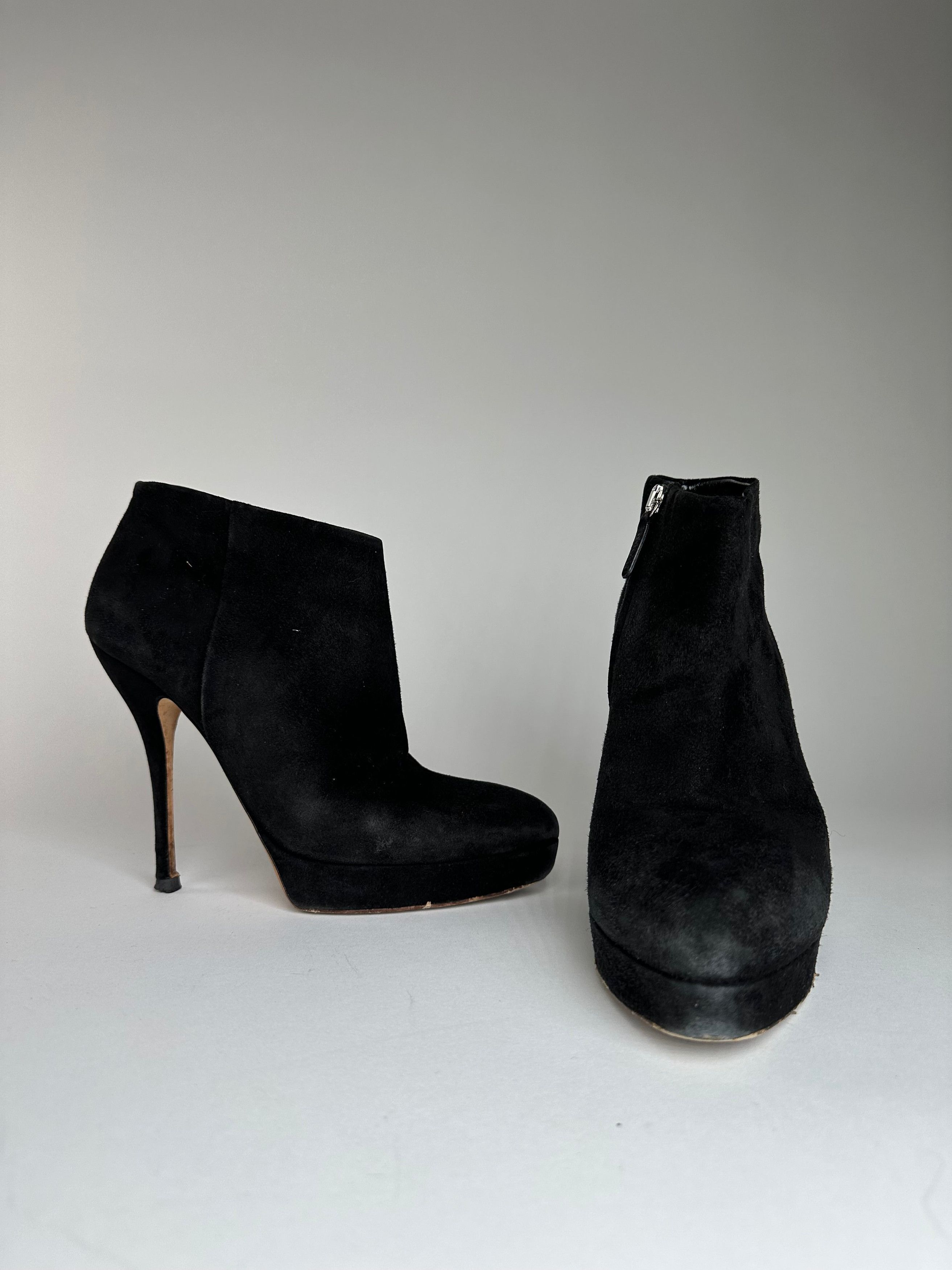 Gucci Vintage Suede Heeled Boots Black EU37,5 Size US 6.5 / IT 36.5 - 3 Thumbnail