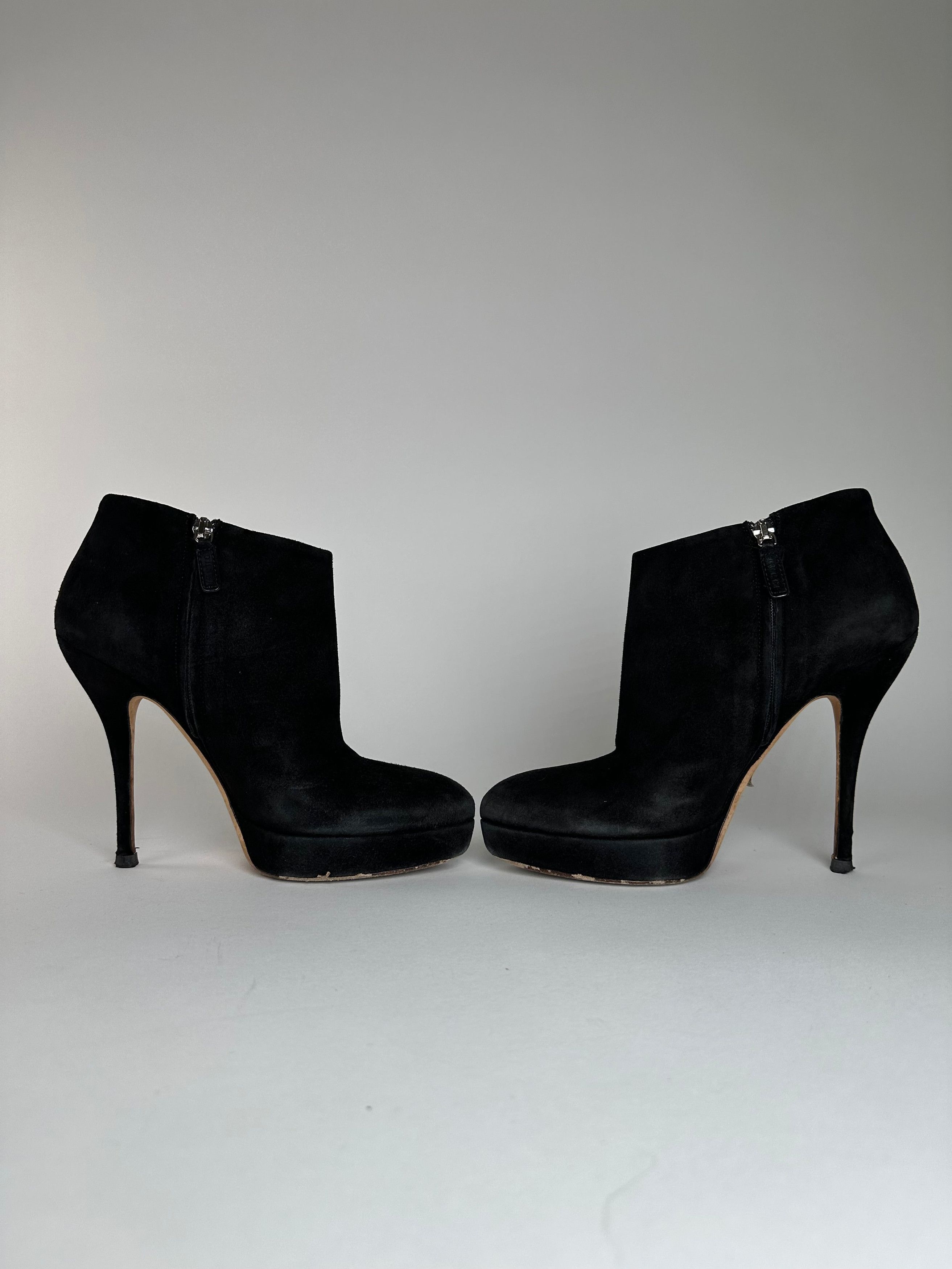 Gucci Vintage Suede Heeled Boots Black EU37,5 Size US 6.5 / IT 36.5 - 7 Thumbnail