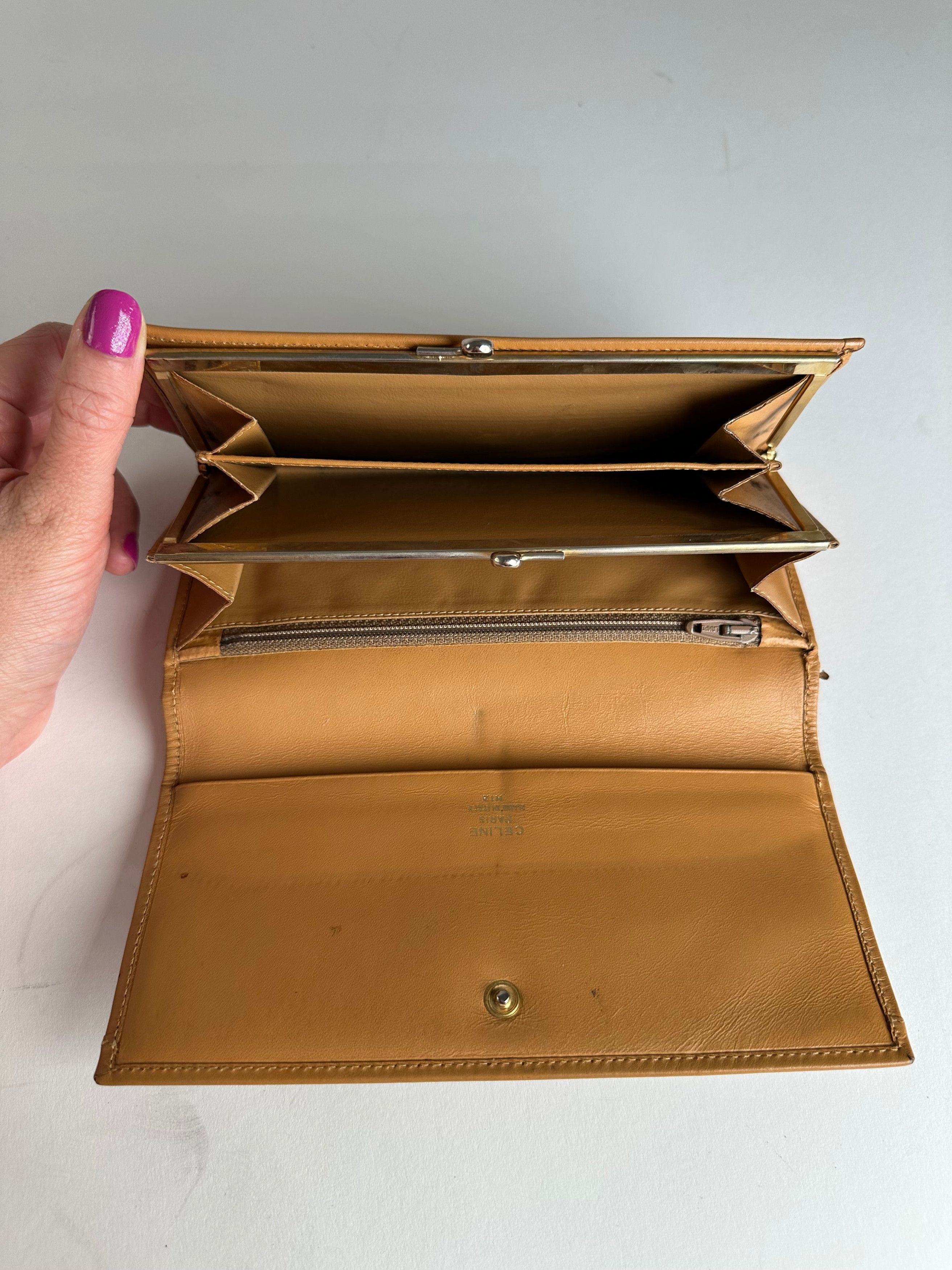 Celine Vintage Paris Triomphe Monogram Leather Long Wallet Brown Size ONE SIZE - 6 Thumbnail