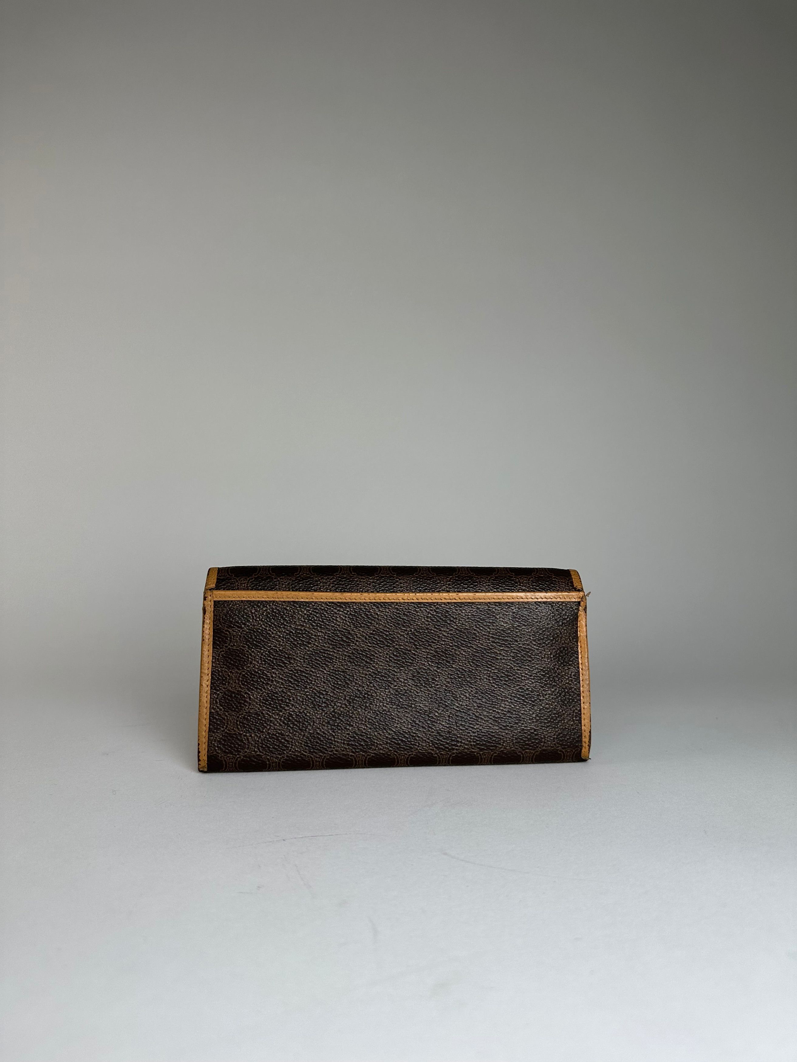 Celine Vintage Paris Triomphe Monogram Leather Long Wallet Brown Size ONE SIZE - 8 Thumbnail