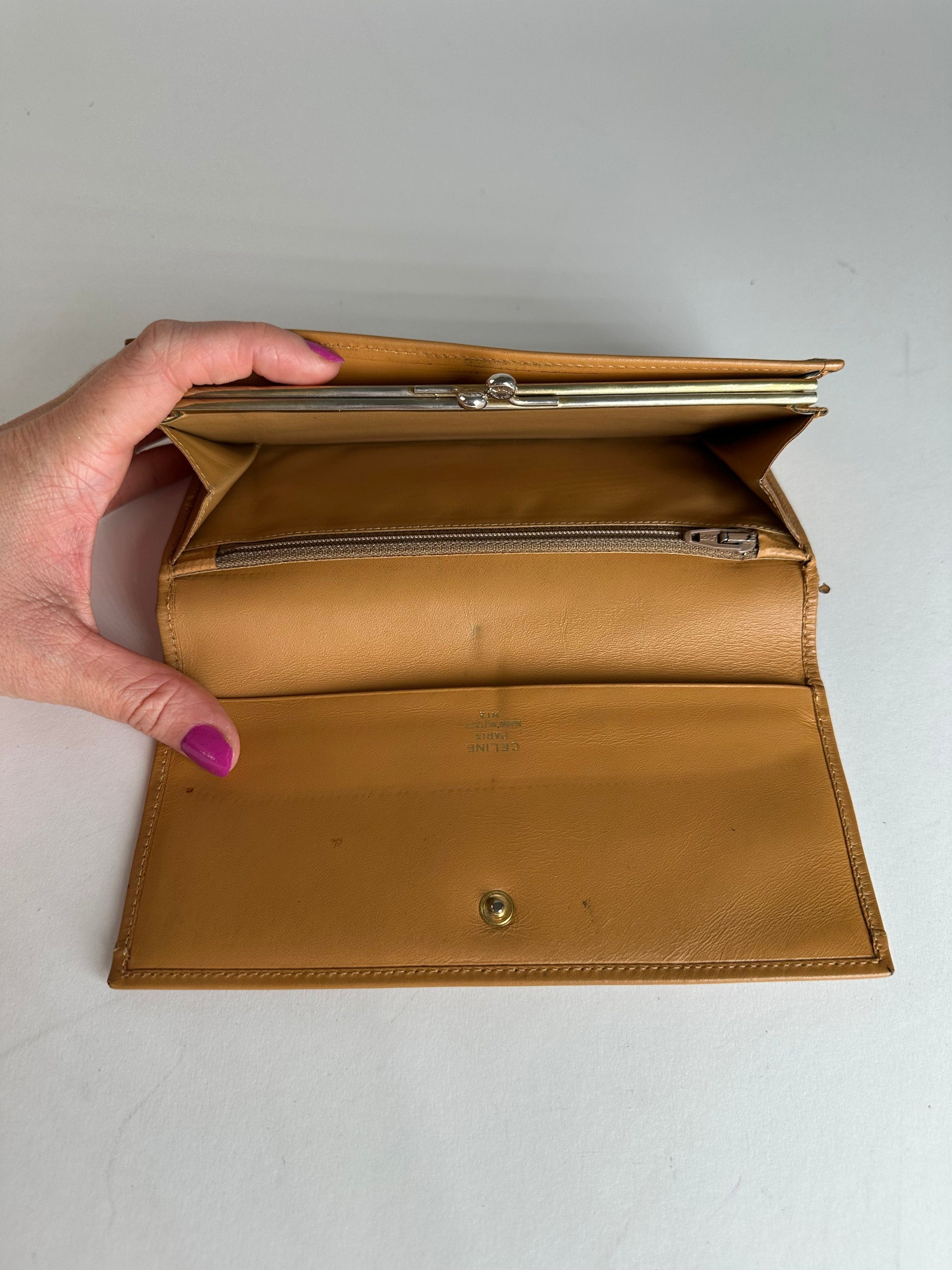 Celine Vintage Paris Triomphe Monogram Leather Long Wallet Brown Size ONE SIZE - 4 Thumbnail