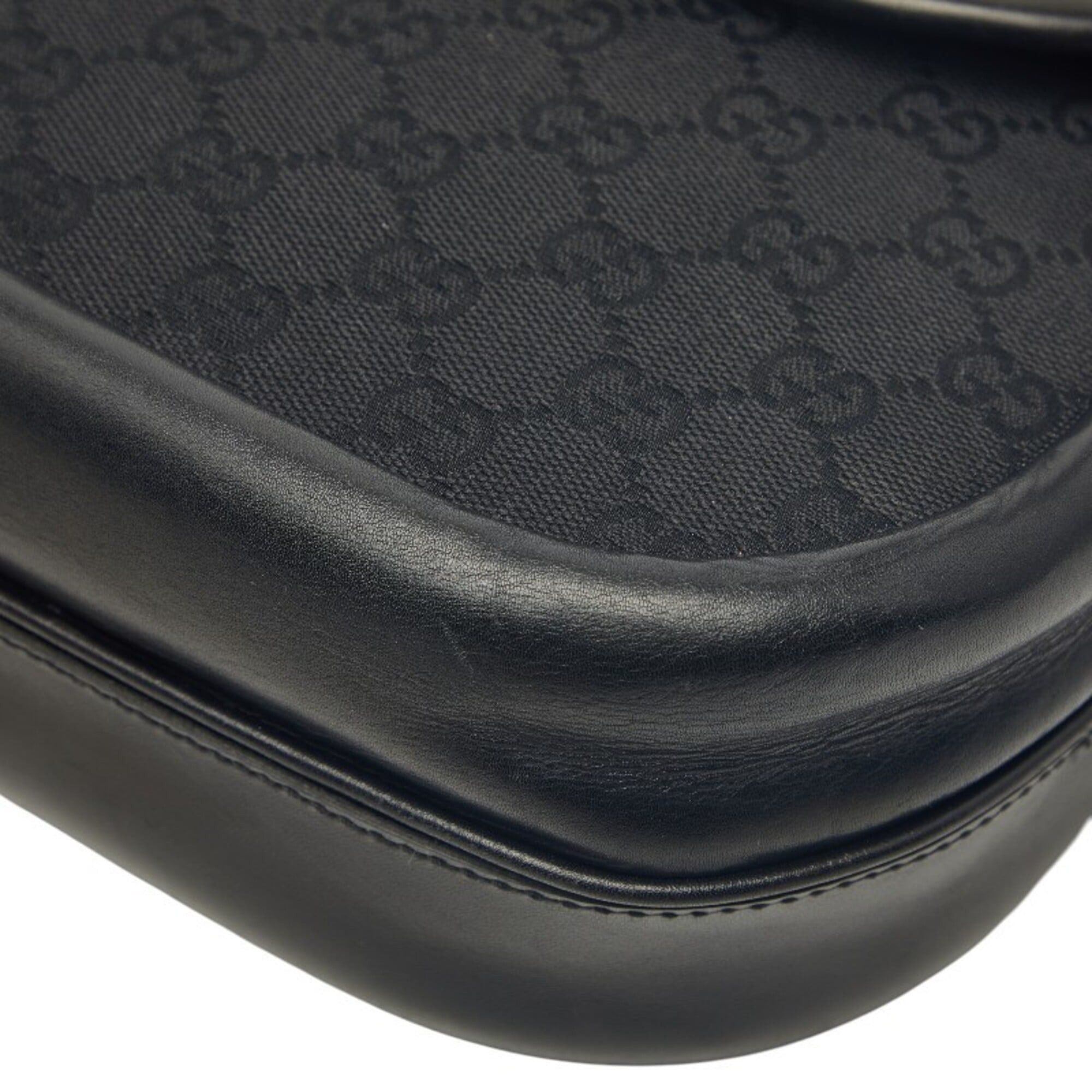 Gucci Gucci GG Canvas Handbag 109109 Black Leather Women's GUCCI Size ONE SIZE - 4 Thumbnail