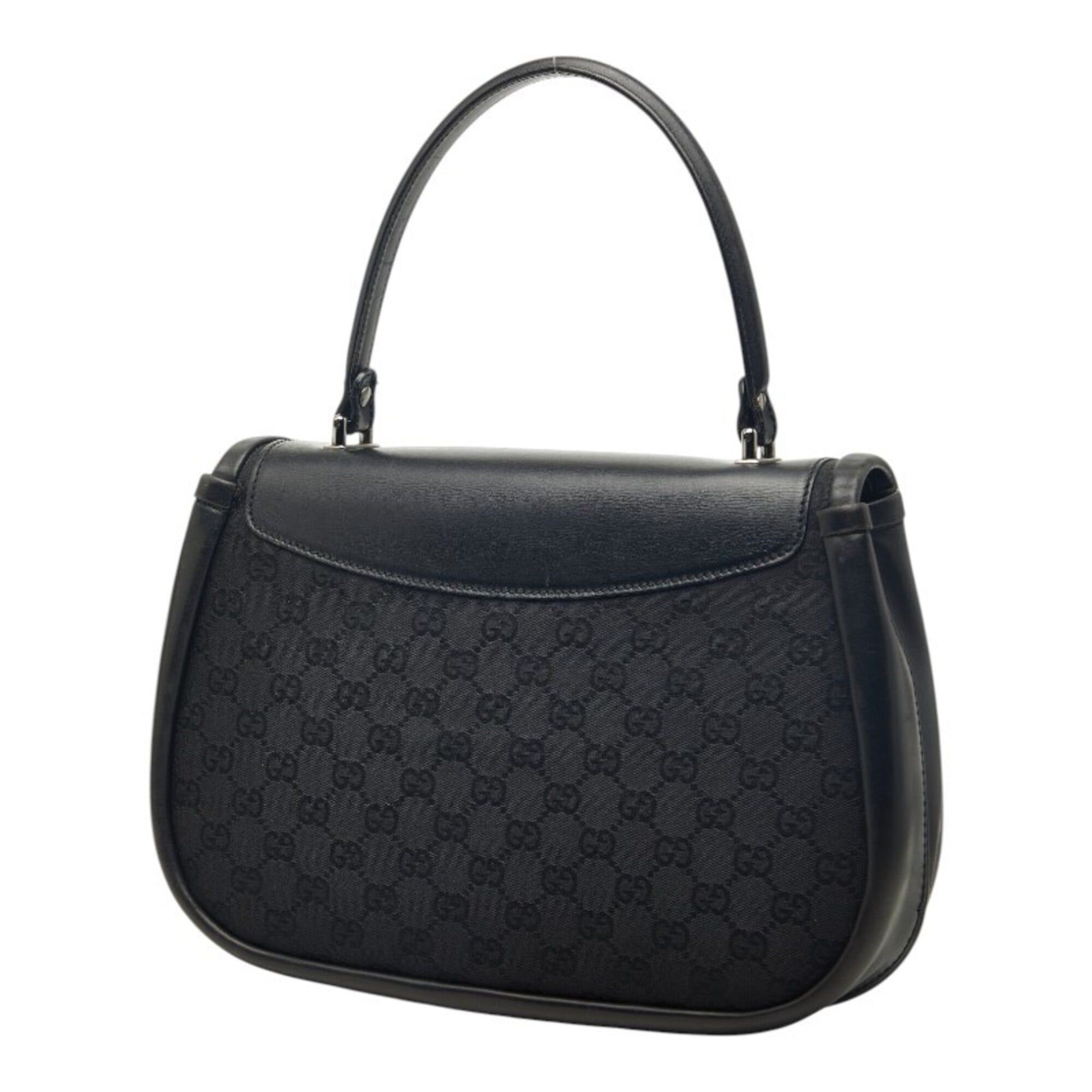 Gucci Gucci GG Canvas Handbag 109109 Black Leather Women's GUCCI Size ONE SIZE - 2 Thumbnail