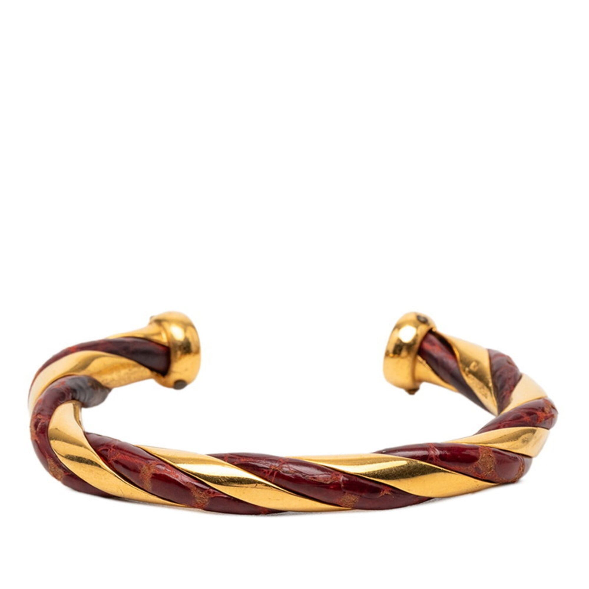 Hermes Hermes Twist Bangle, Gold and Red Plated Leather, Women's Size ONE SIZE - 2 Thumbnail