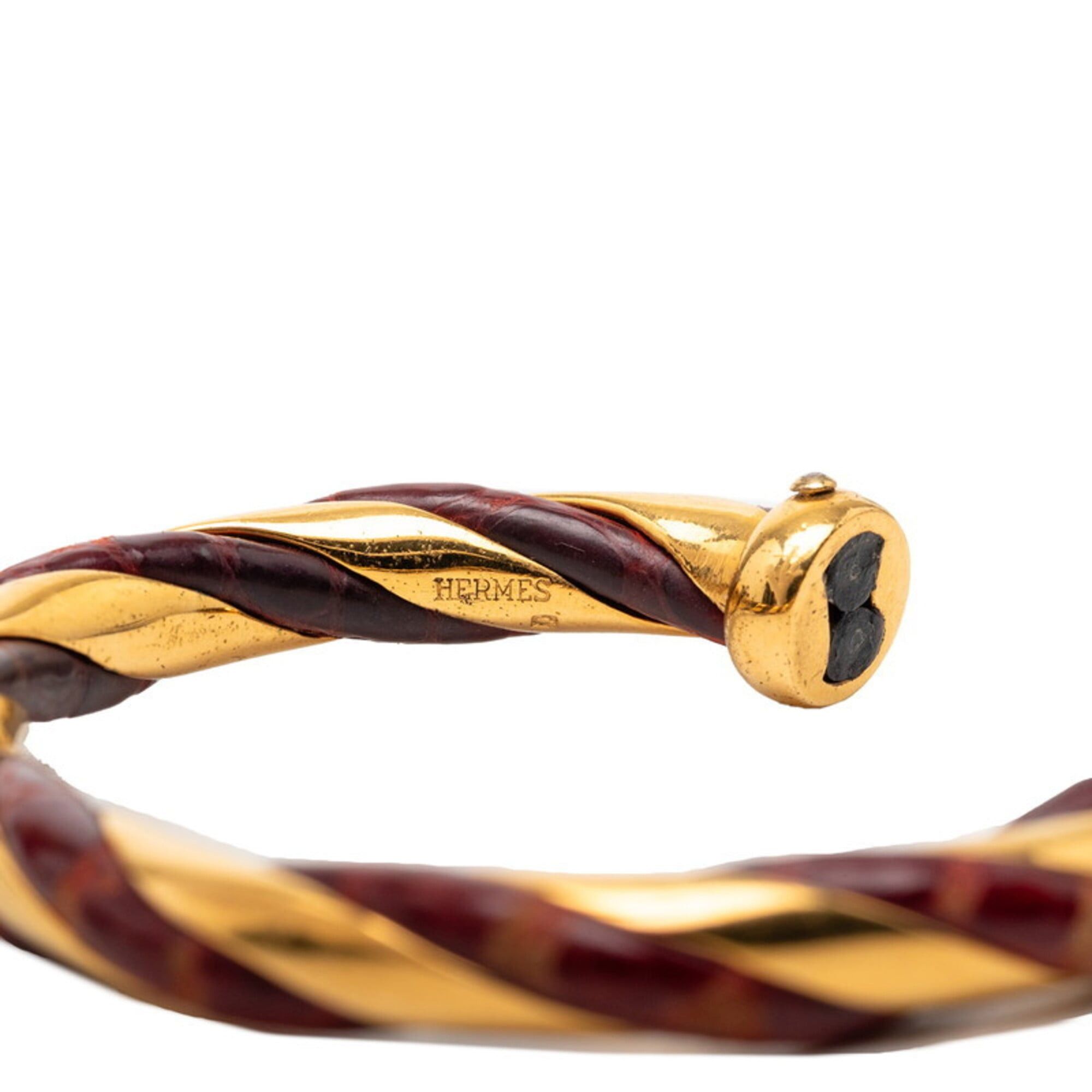 Hermes Hermes Twist Bangle, Gold and Red Plated Leather, Women's Size ONE SIZE - 4 Thumbnail
