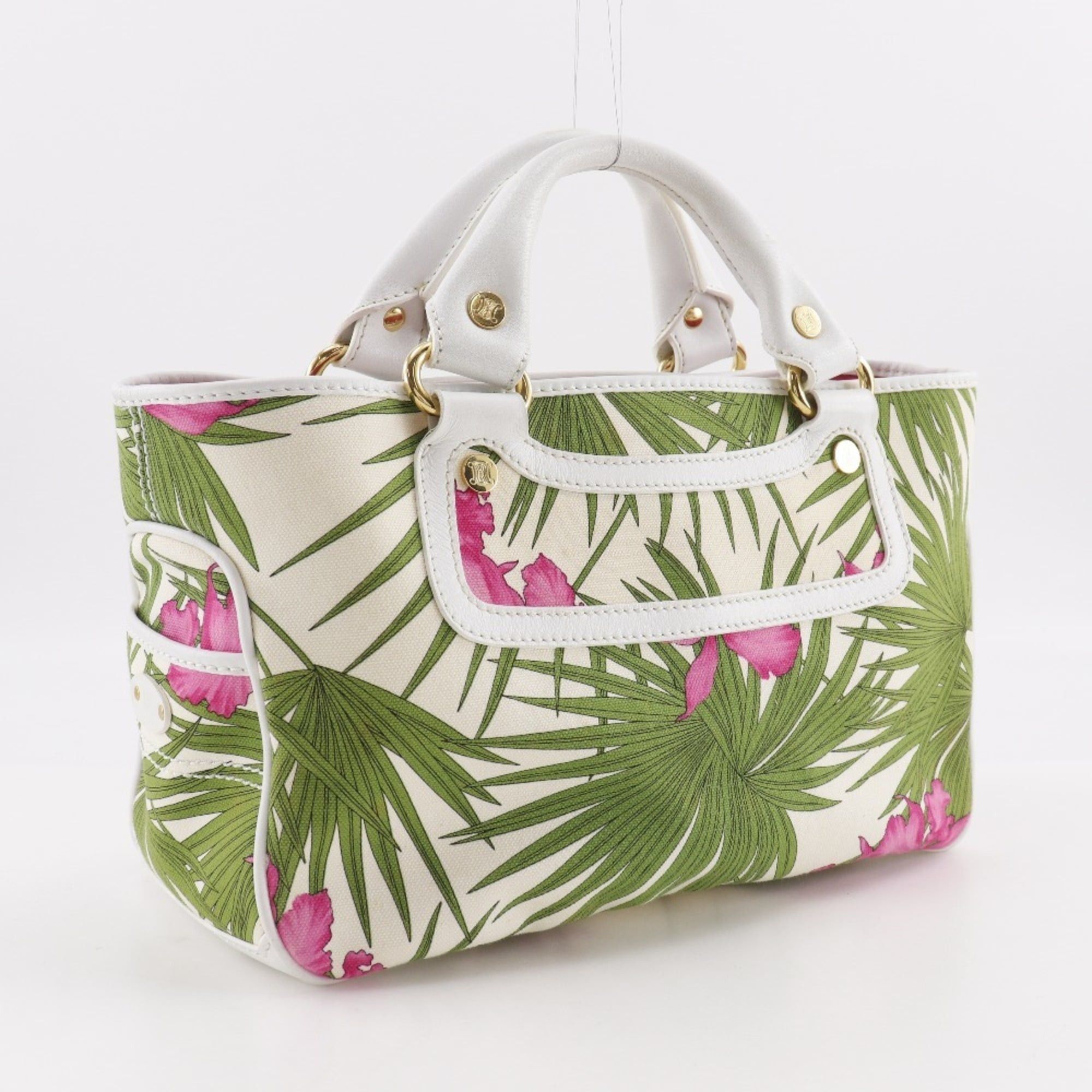 Celine Celine Boogie Bag handbag, botanical print canvas, white, A5 size, open type, for women. Size ONE SIZE - 3 Thumbnail