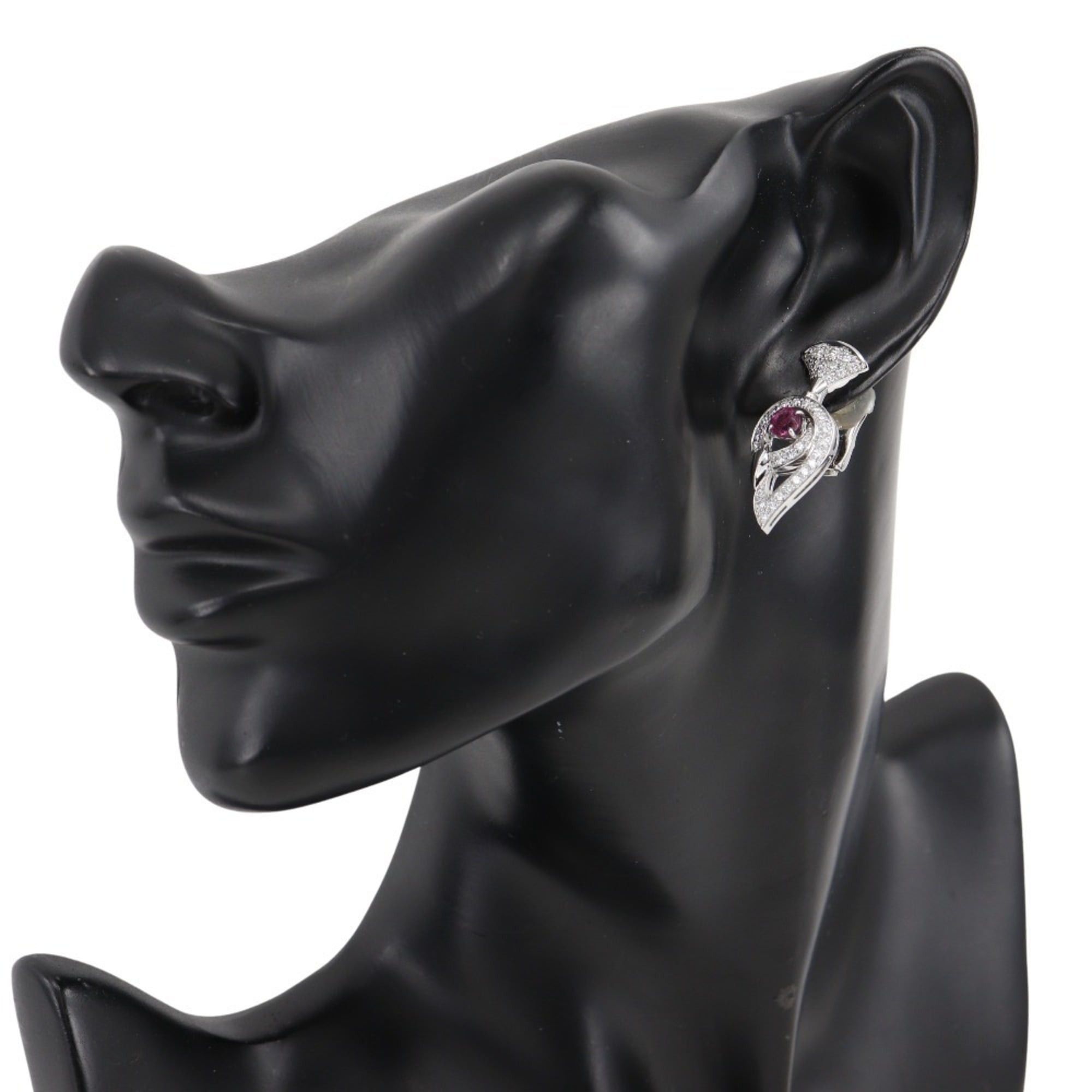 Bvlgari Bvlgari Bulgari Diva Dream Earrings, 18K White Gold x Rubellite Tourmaline Diamond, Made in Italy, Approx. 14.4g, Women's. Size ONE SIZE - 2 Thumbnail