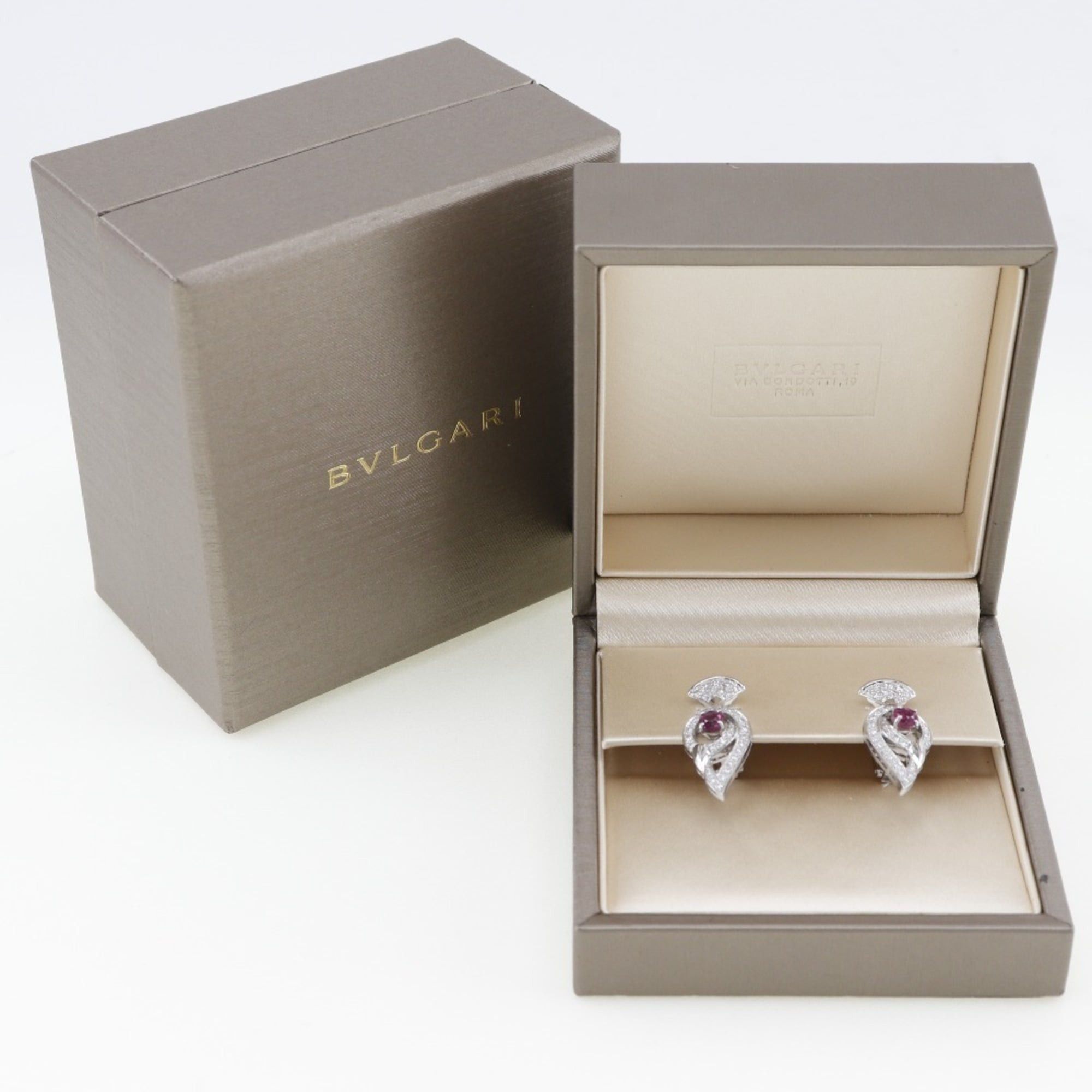 Bvlgari Bvlgari Bulgari Diva Dream Earrings, 18K White Gold x Rubellite Tourmaline Diamond, Made in Italy, Approx. 14.4g, Women's. Size ONE SIZE - 7 Thumbnail