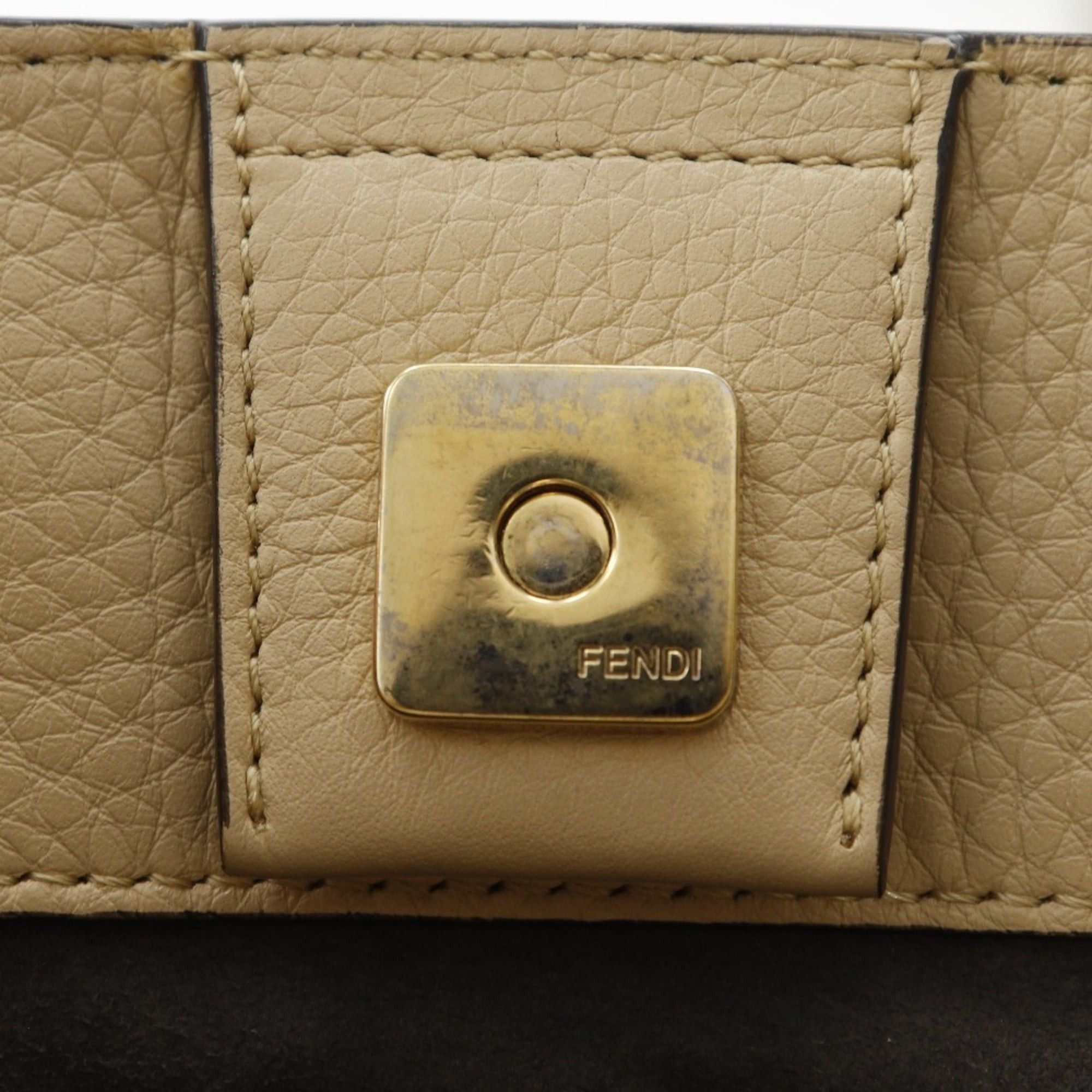 Fendi Fendi FF Tote Small Handbag 2-Way Shoulder Bag 8BH367 Calfskin Beige 2-way A5 Magnetic Closure Women's Size ONE SIZE - 12 Thumbnail